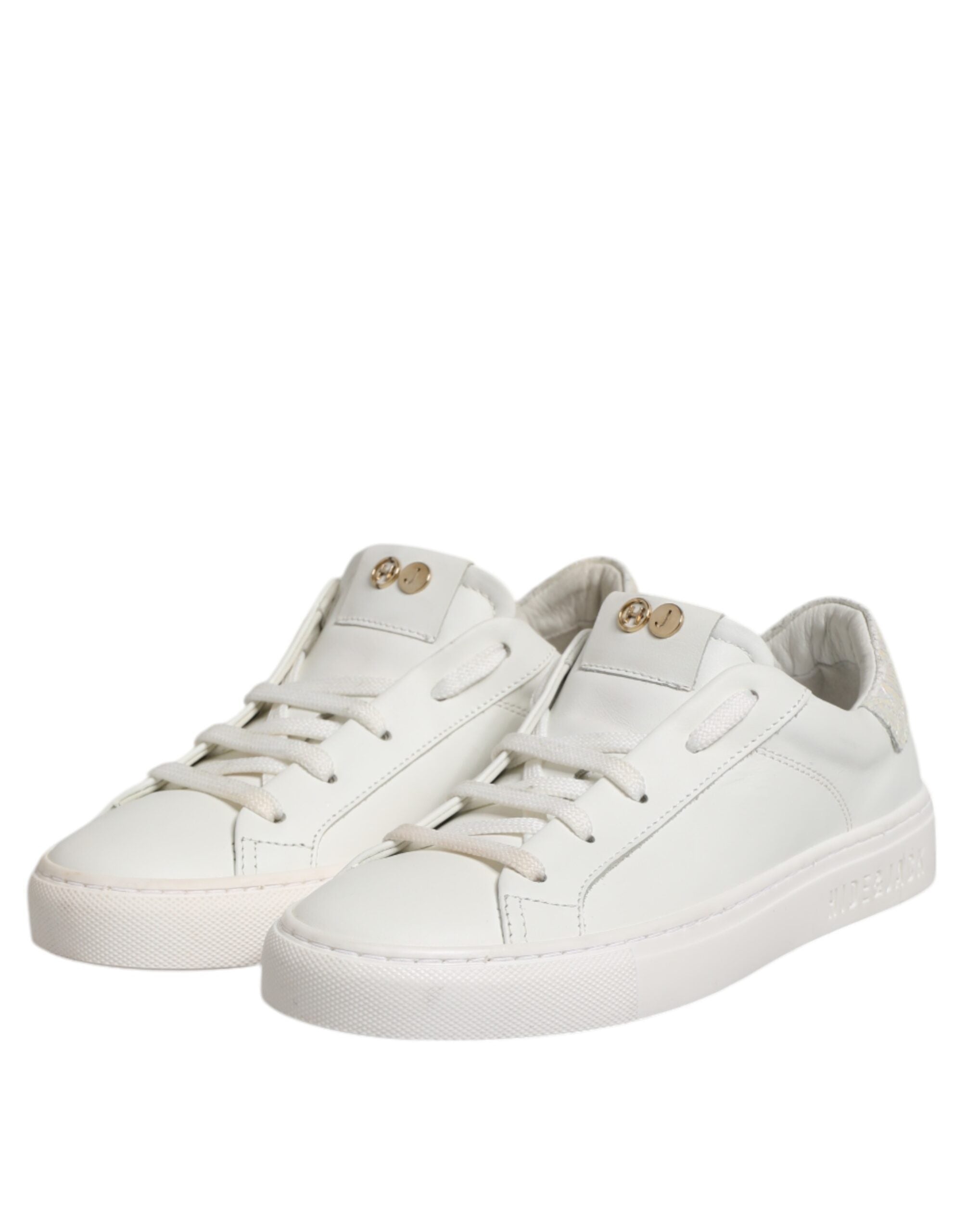 HIDE & JACK White Leather Low Top Lace Up Sneakers Women's Shoes (Pre-Owned)