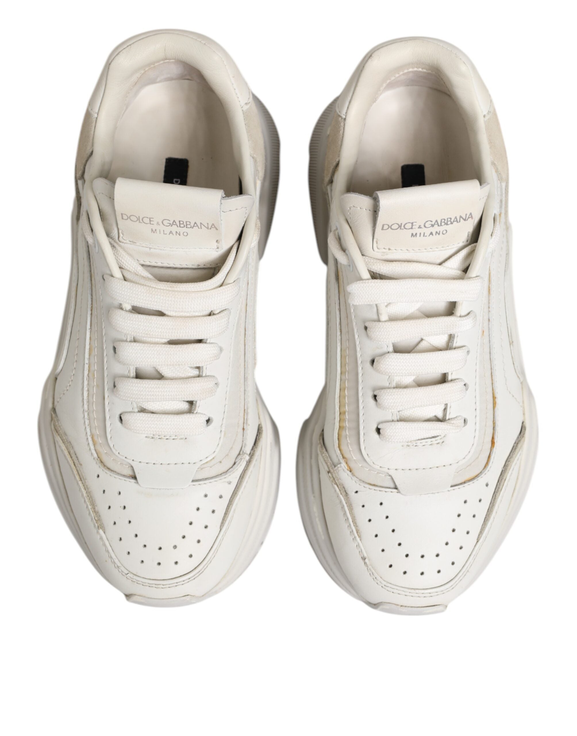 Dolce & Gabbana White DAYMASTER Calf Leather Sneakers Women's Shoes (Pre-Owned)
