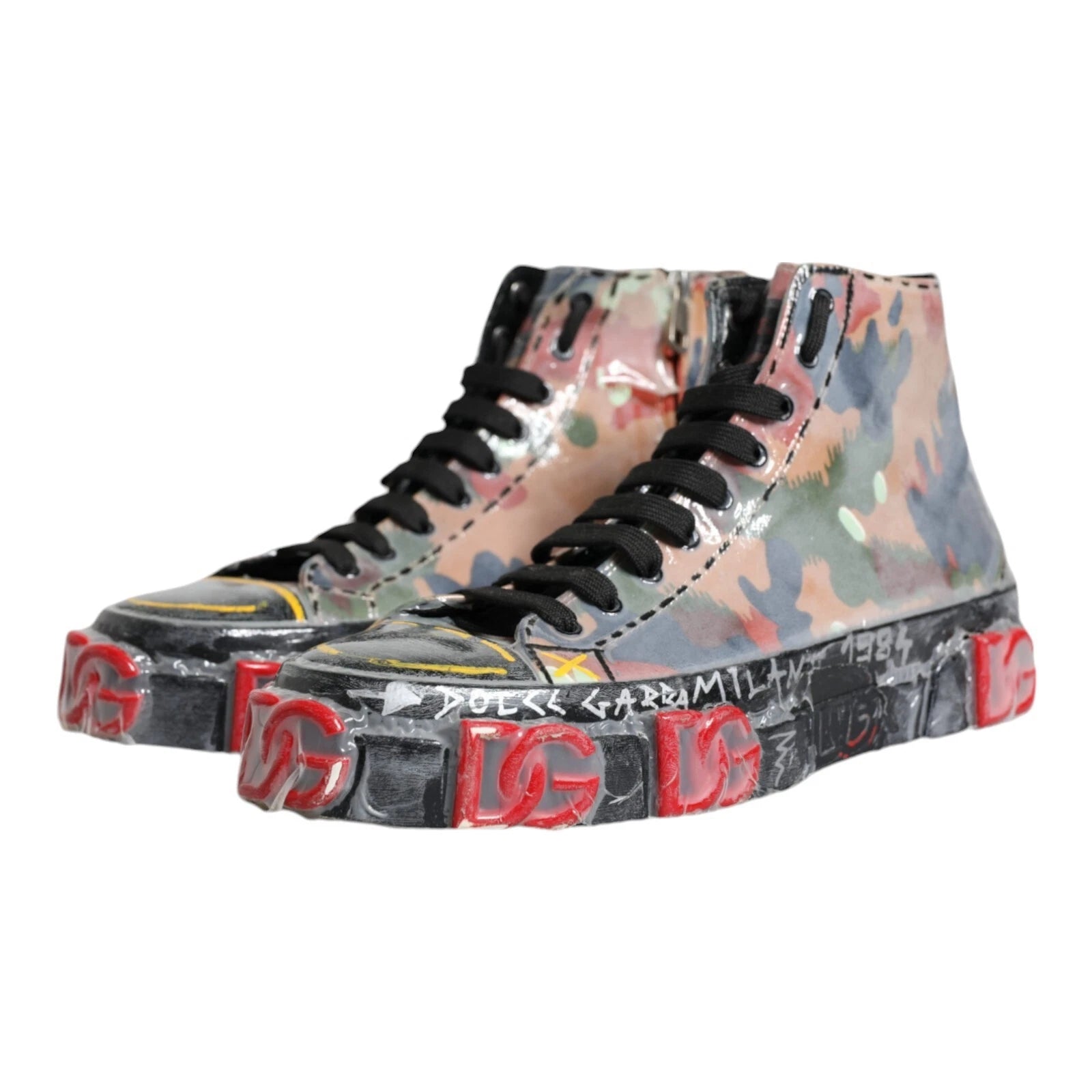 Dolce & Gabbana Multicolor Camouflage High Top Sneakers Men's Shoes (Pre-Owned)