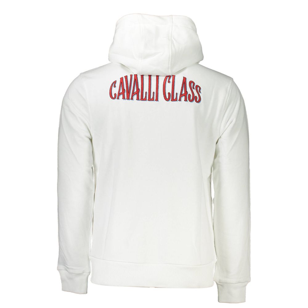 Cavalli Class White Cotton Men's Hooded Men's Sweater