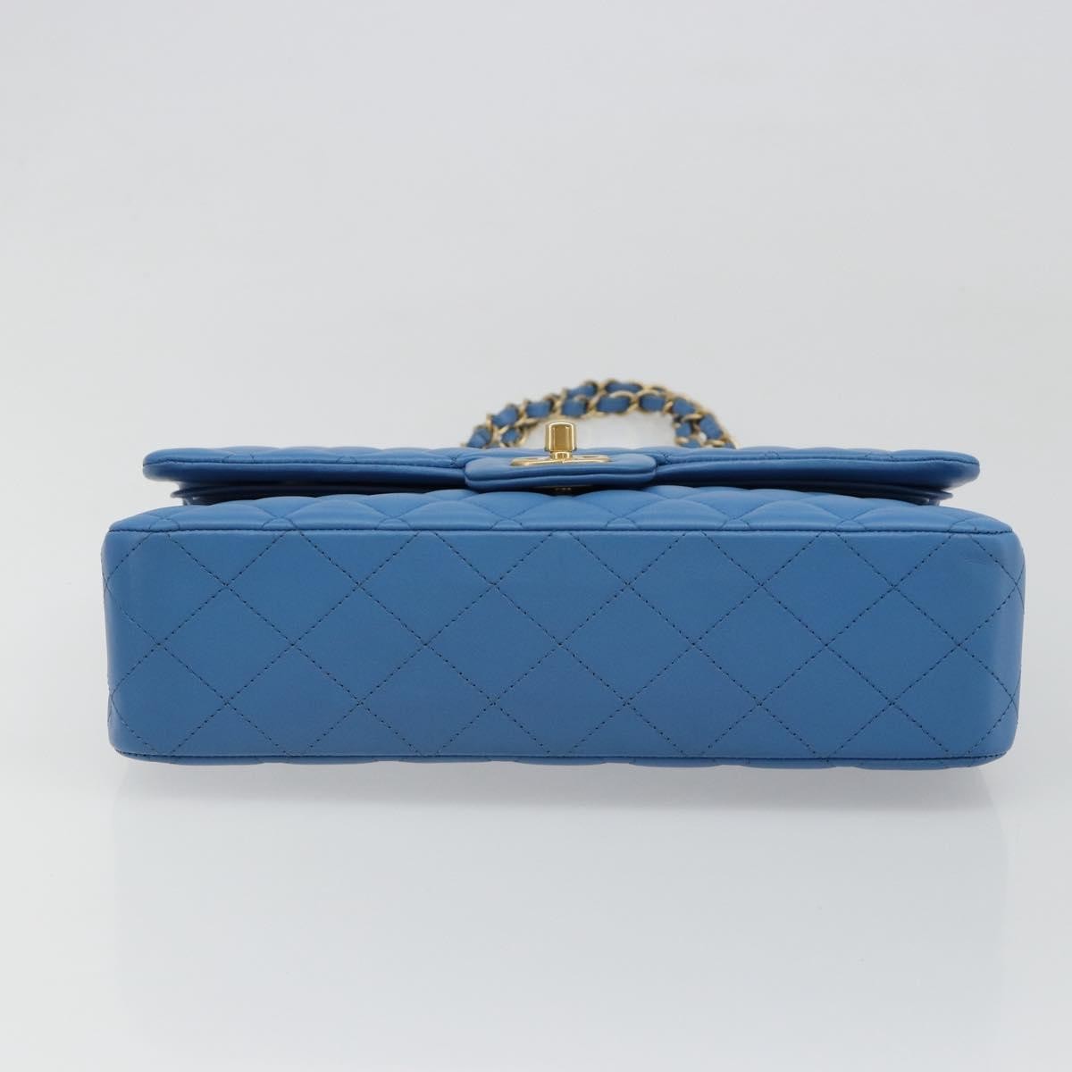 Chanel Matelassé Lambskin Leather Blue Leather Handbag (Pre-Owned)
