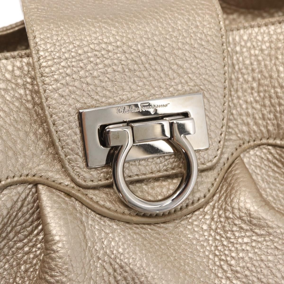 Salvatore Ferragamo Gancini Leather Gold Leather Handbag (Pre-Owned)