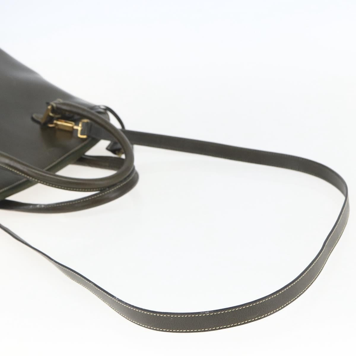 Salvatore Ferragamo Vintage Leather Khaki Leather Handbag (Pre-Owned)