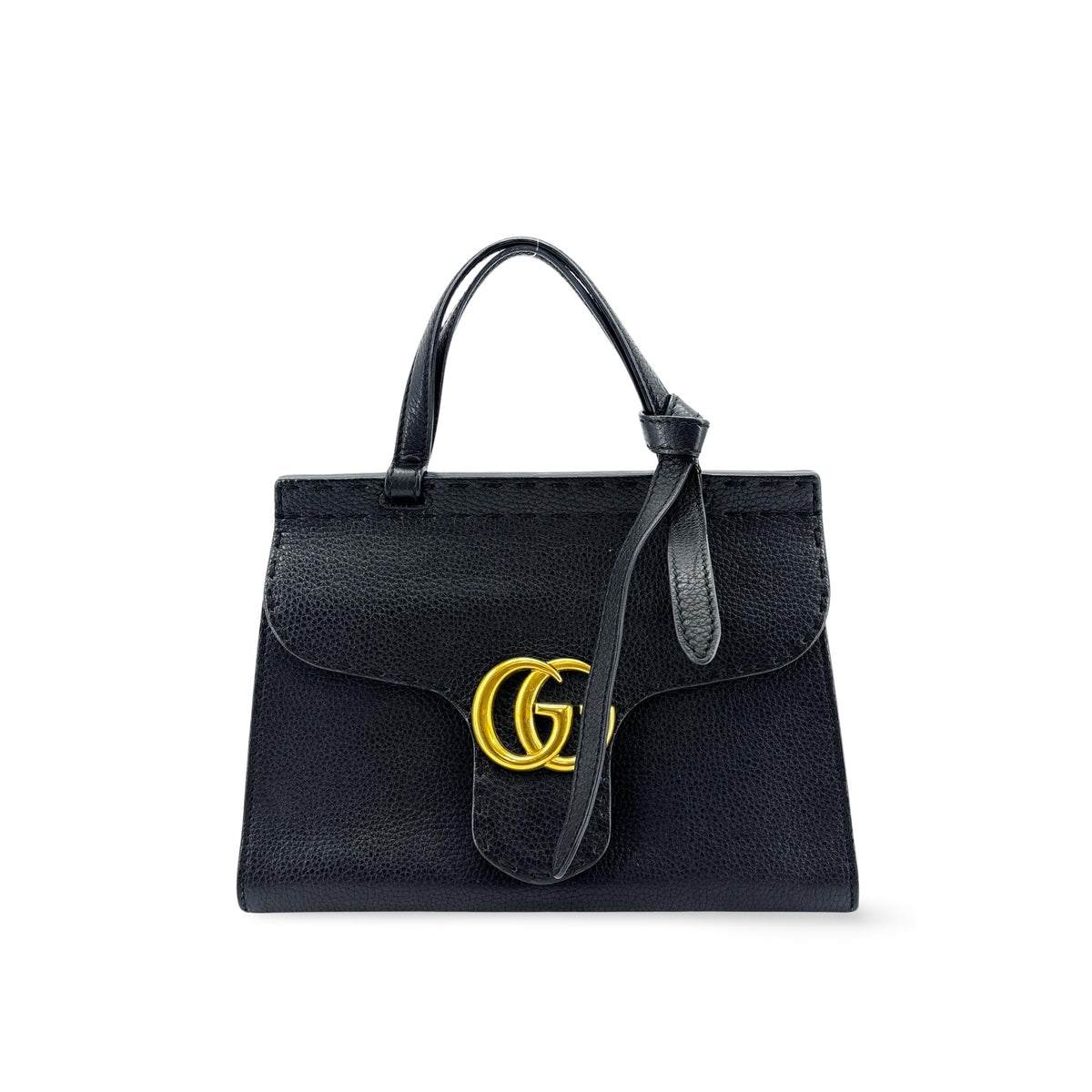 Gucci Gg Marmont Belt Matelasse Leather Black Calfskin Handbag (Pre-Owned)