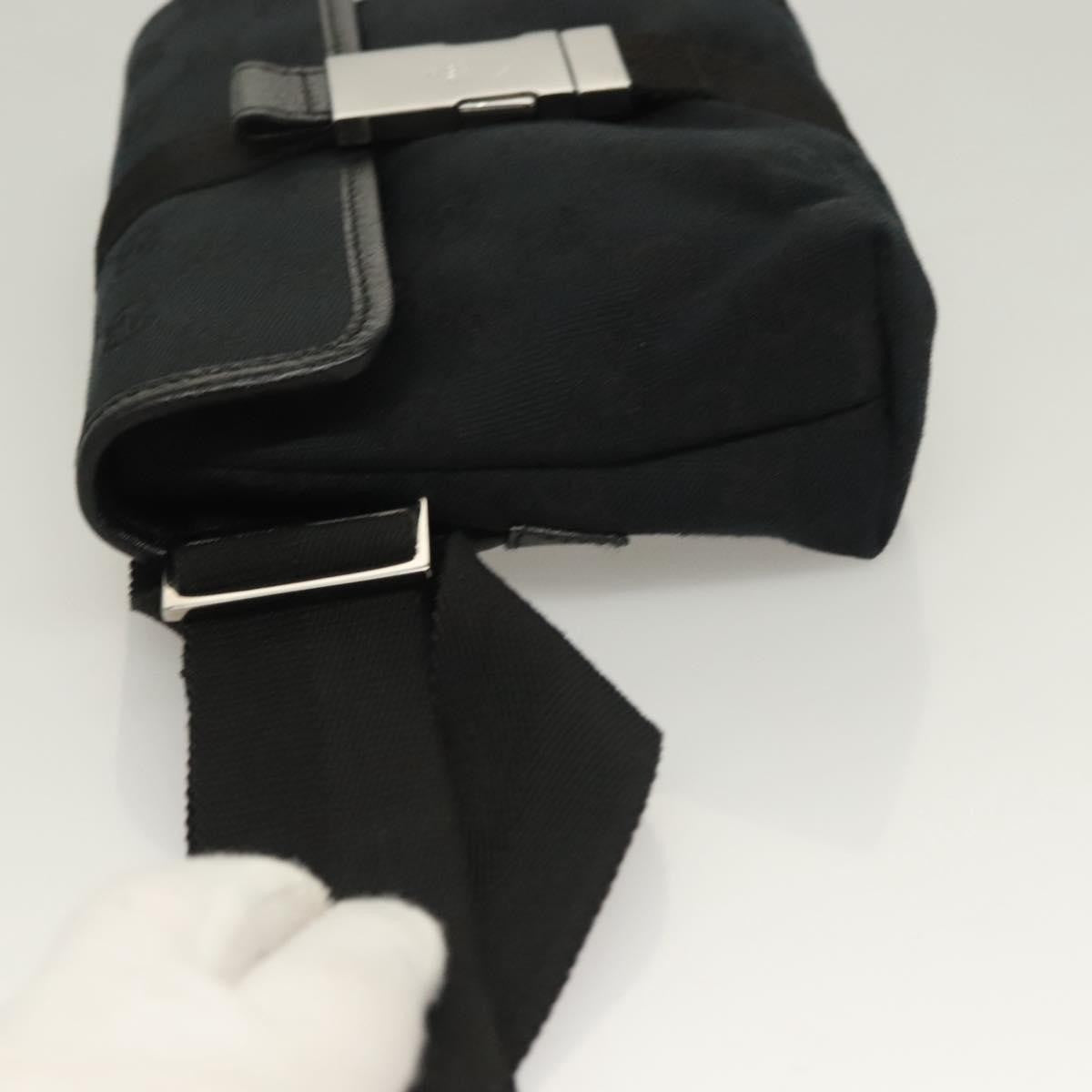 Gucci Buckle Belt Gg Canvas And Leather Black Canvas Bag (Pre-Owned)