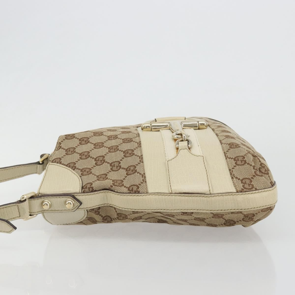 Gucci Hasler Hobo Gg Canvas Beige Canvas Shoulder Bag Bag (Pre-Owned)