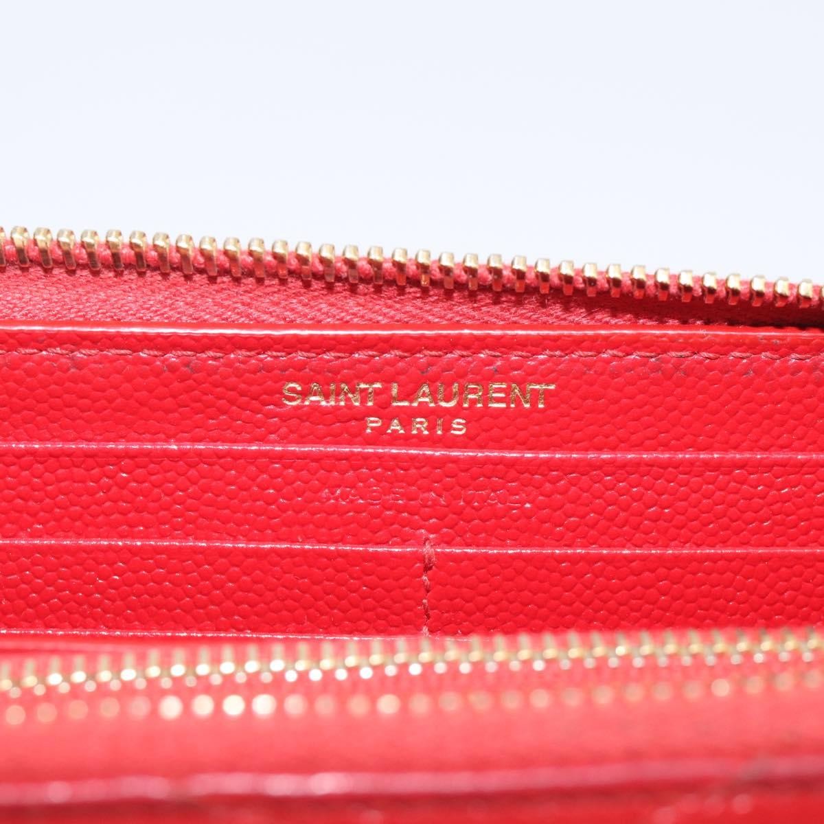 Saint Laurent Loulou Zip Around Matelasse Chevron Leather Red Leather Wallets Accessory (Pre-Owned)
