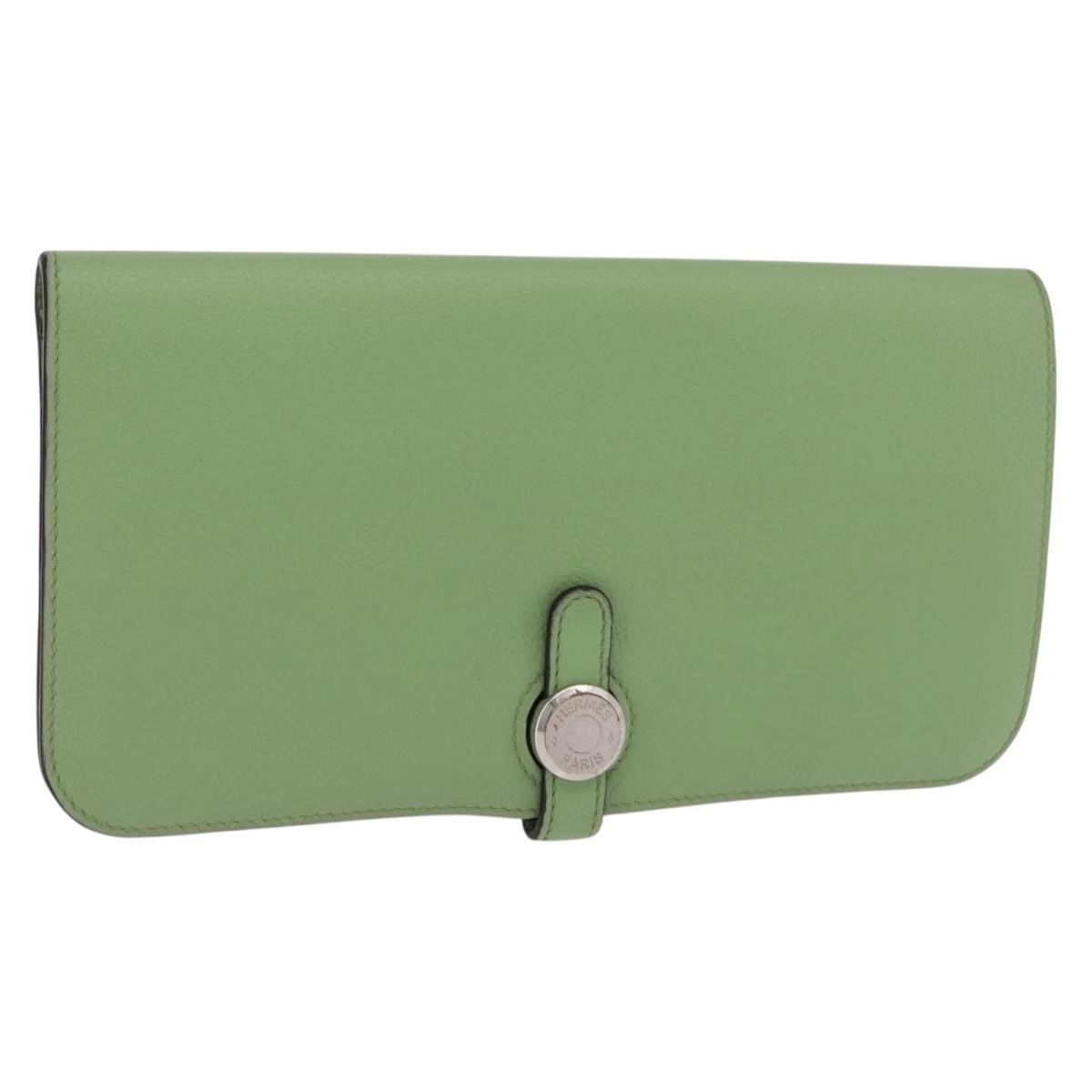 Hermes Dogon Recto Verso Leather Green Leather Wallets Accessory (Pre-Owned)