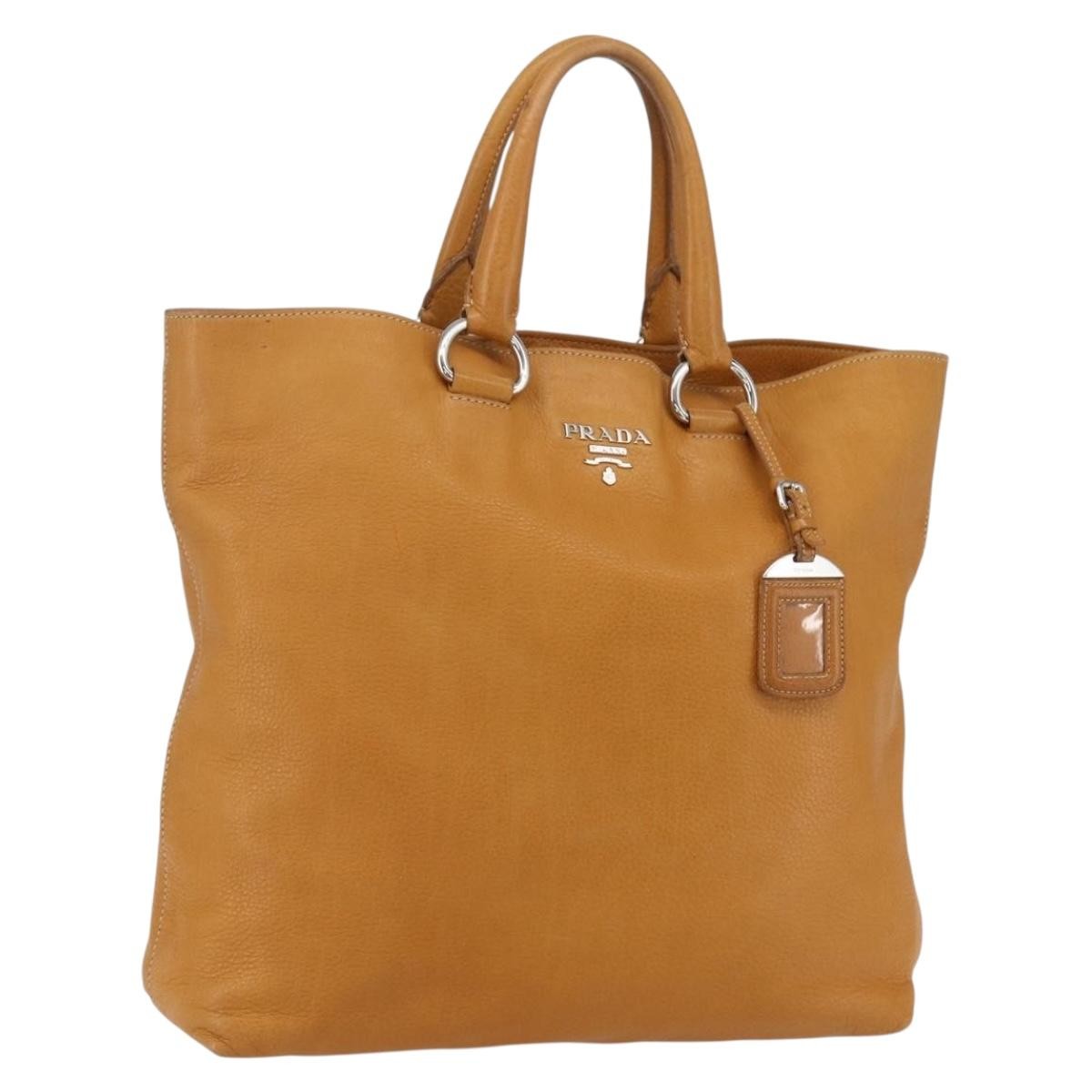 Prada Convertible Shopper Vitello Daino Brown Leather Tote Bag Bag (Pre-Owned)
