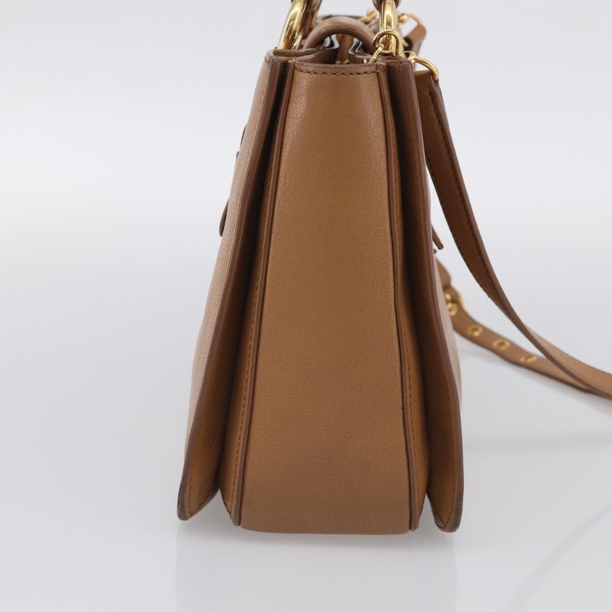 Miu Miu Madras Convertible Lock Leather Brown Leather Tote Bag Bag (Pre-Owned)