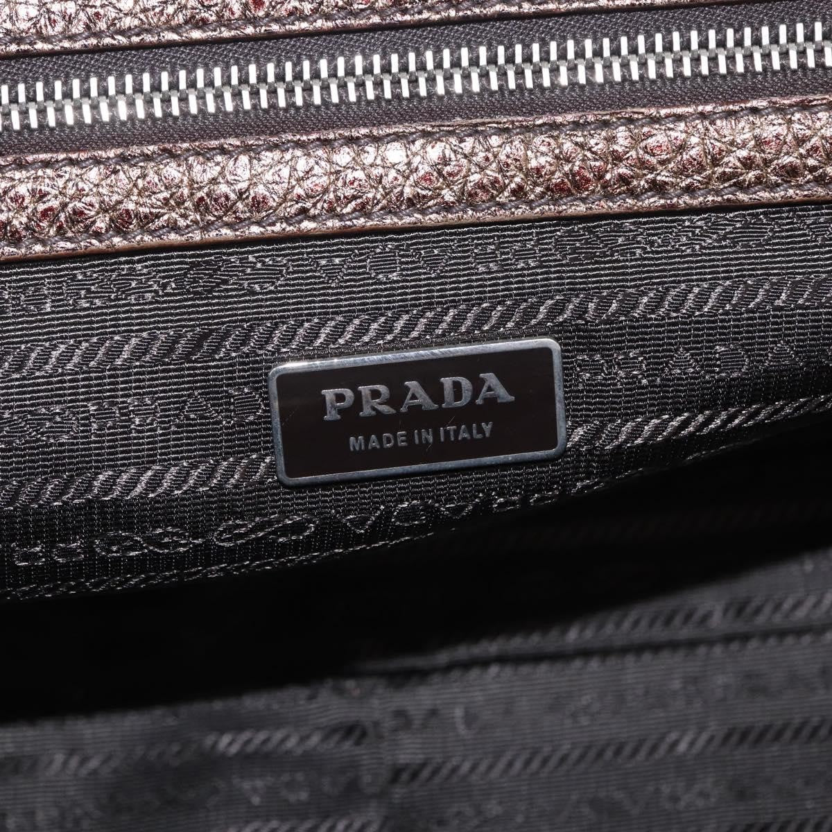 Prada Belted Frame Satchel Metallic Leather Gold Leather Handbag (Pre-Owned)