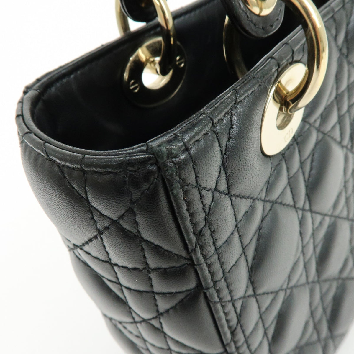 Christian Dior Lady Dior Black Leather Handbag (Pre-Owned)