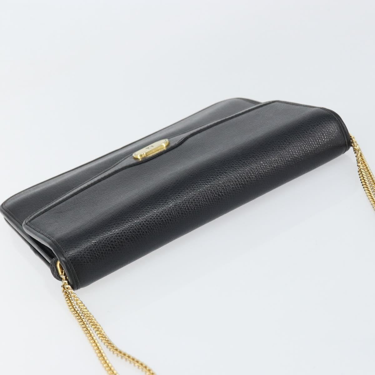 Christian Dior Vintage Cd Chain Flap Leather Black Leather Shoulder Bag Bag (Pre-Owned)