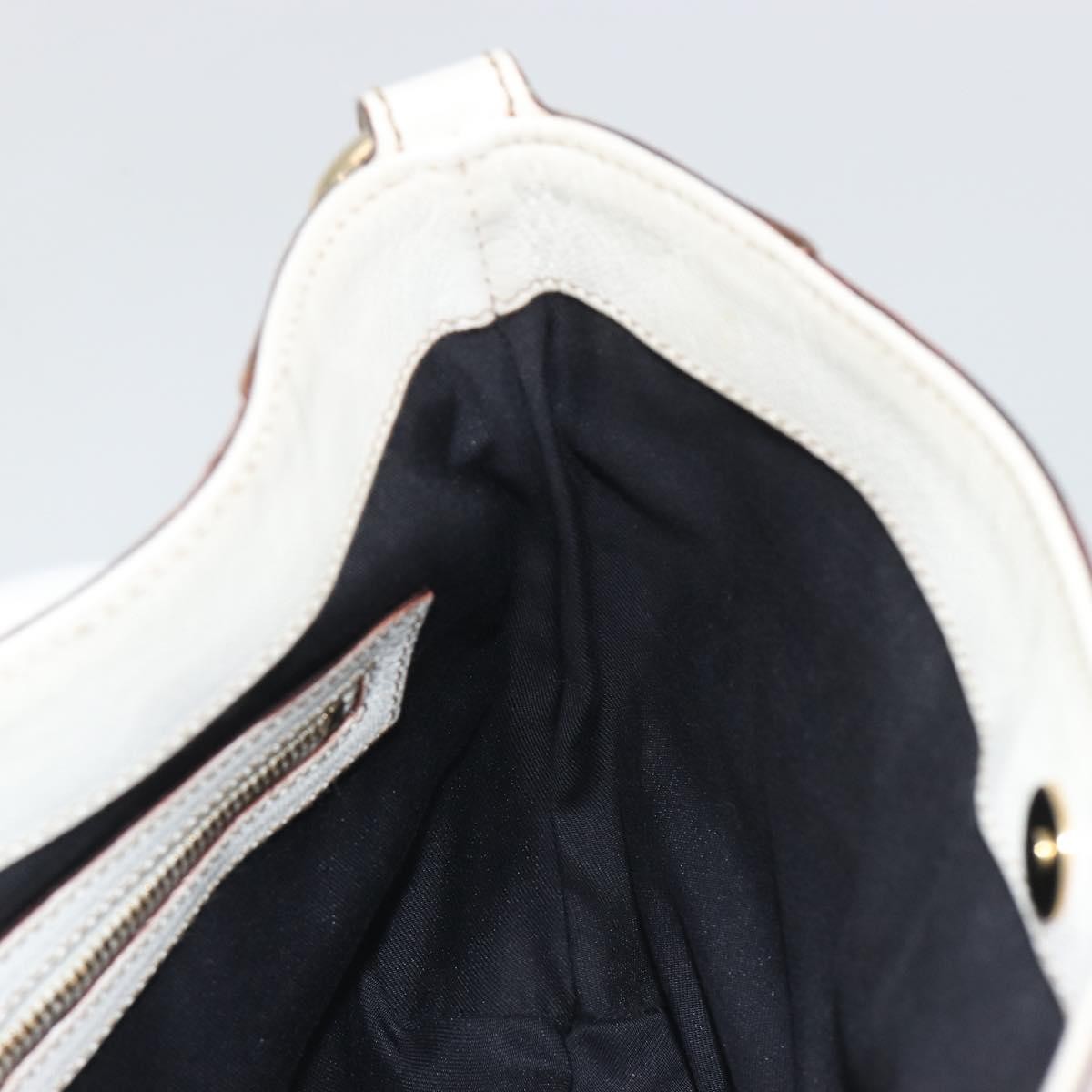 Gucci Sherry Line Chain Leather White Leather Tote Bag Bag (Pre-Owned)