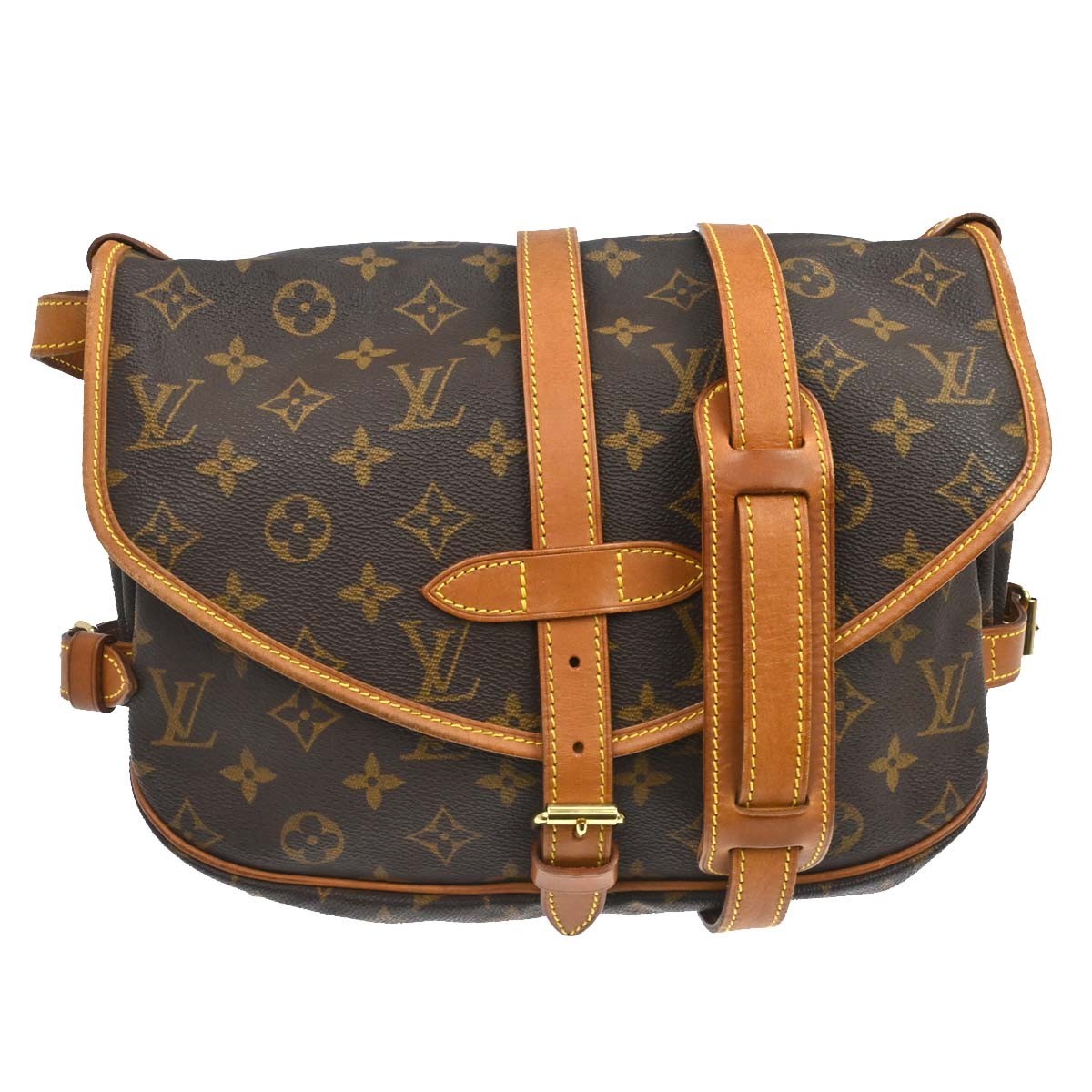 Louis Vuitton Saumur Monogram Canvas Brown Canvas Shoulder Bag Bag (Pre-Owned)
