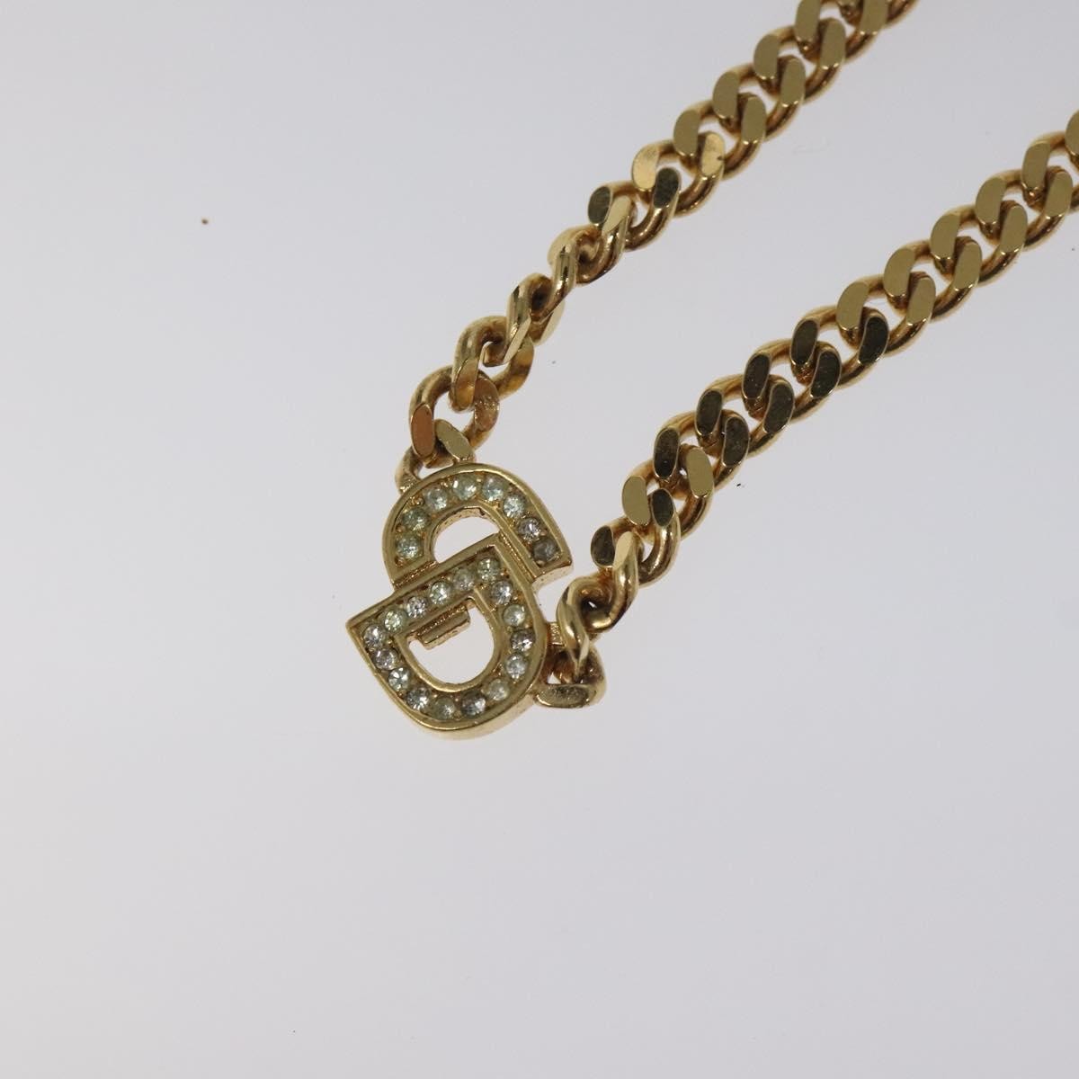 Christian Dior Cd Pendant Metal And Crystals Gold Metal Necklace Jewelry (Pre-Owned)
