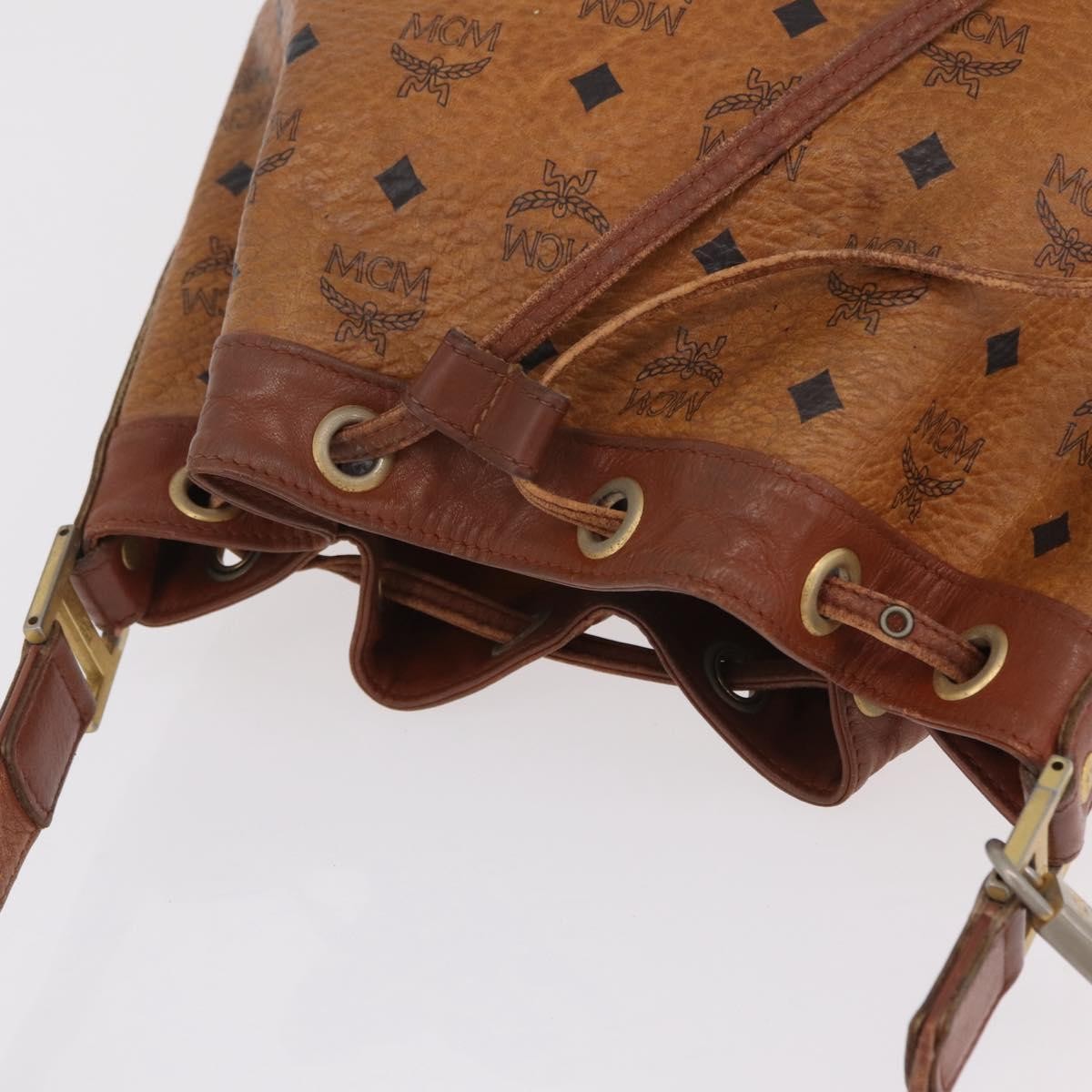 MCM Drawstring Leather Brown Leather Shoulder Bag Bag (Pre-Owned)