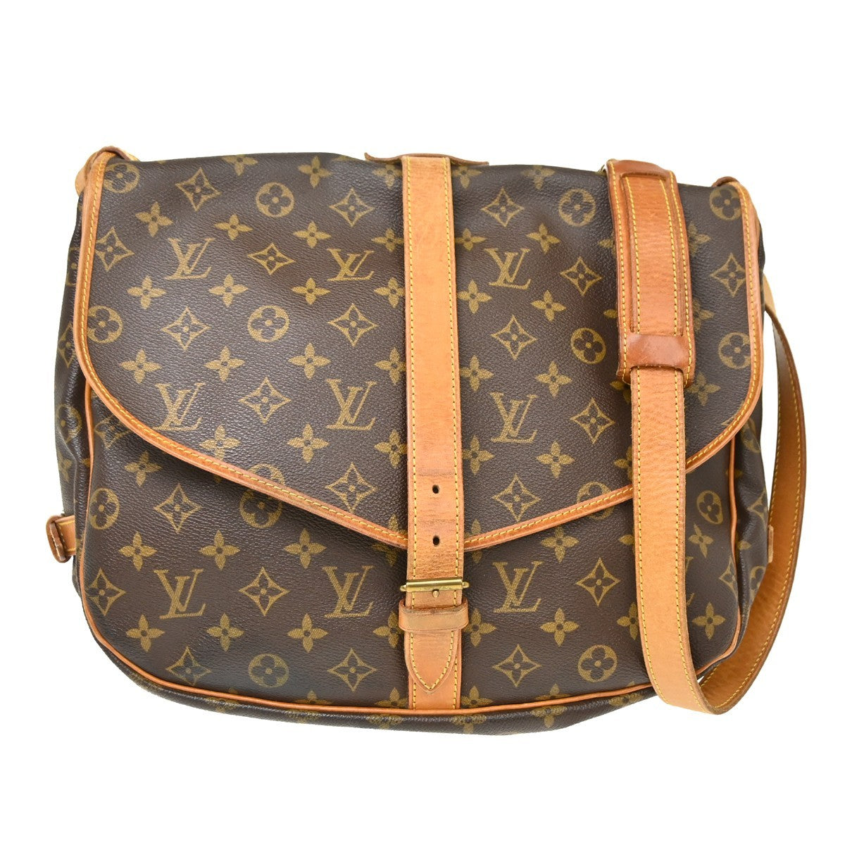 Louis Vuitton Saumur Monogram Canvas Brown Canvas Shoulder Bag Bag (Pre-Owned)