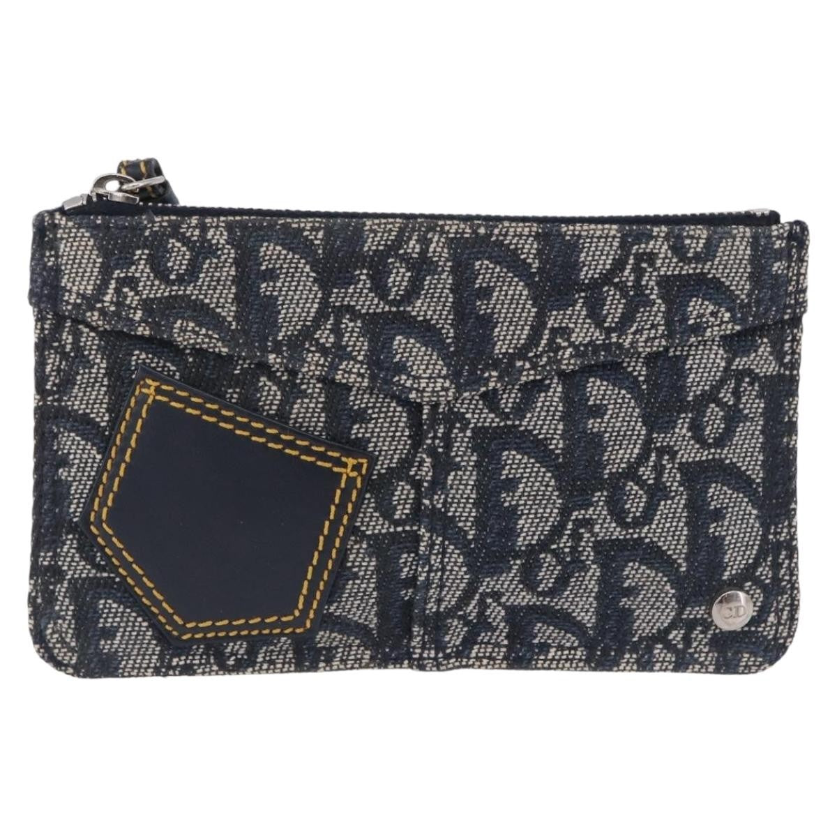 Christian Dior A5 Pouch Oblique Canvas Navy Canvas Clutche & Pouche Bag (Pre-Owned)