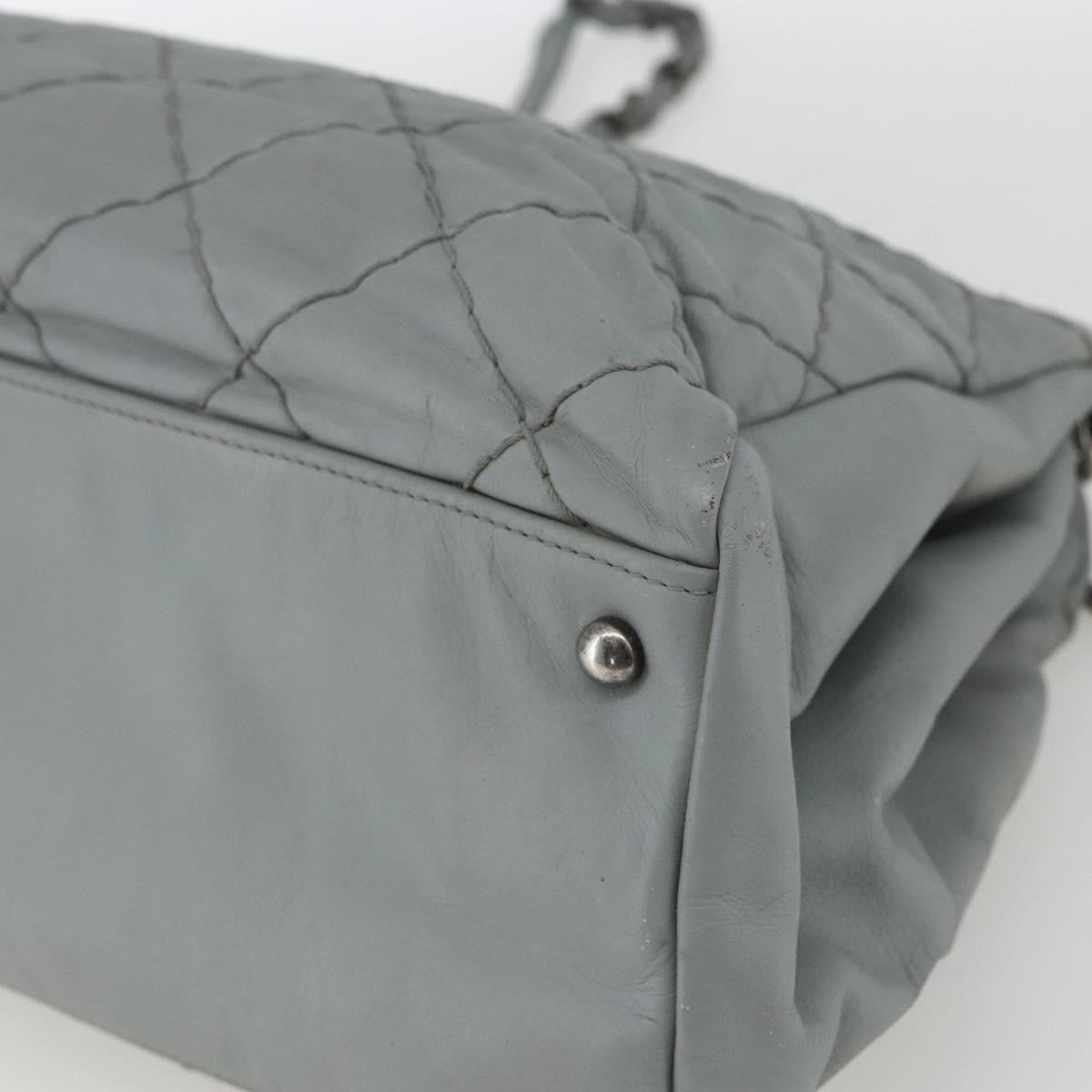 Chanel Just Mademoiselle Quilted Leather Gray Leather Shoulder Bag Bag (Pre-Owned)