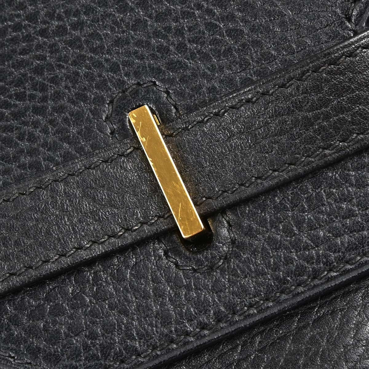 Hermes Birkin Black Clemence With Gold Hardware Black Leather Handbag (Pre-Owned)