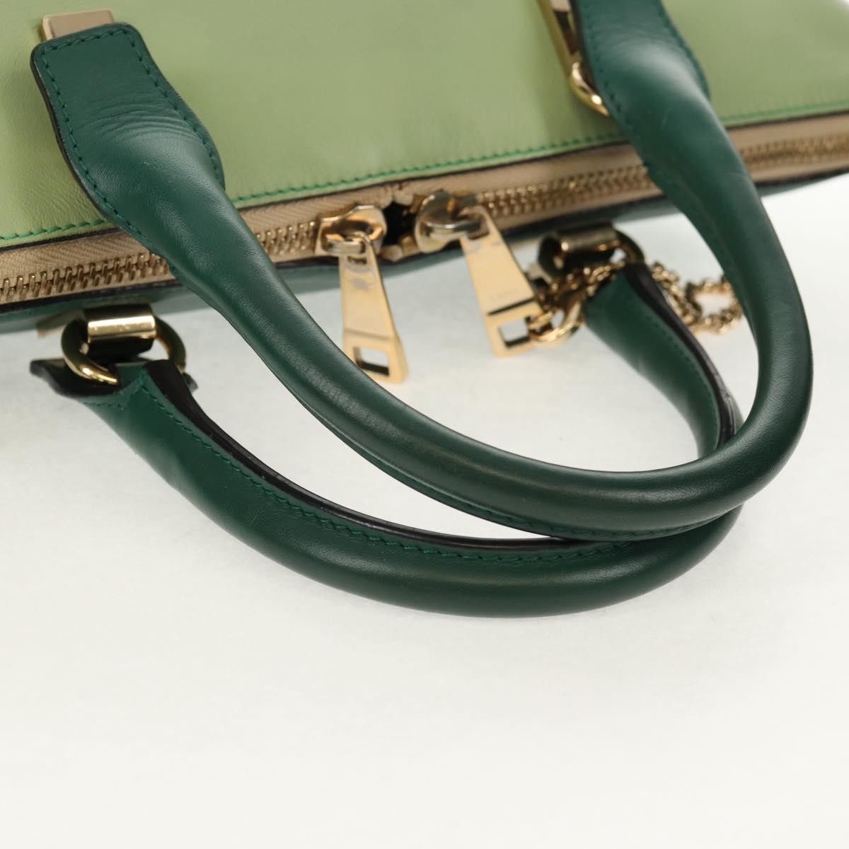 Chloe Bicolor Baylee Satchel Leather Green Leather Bag (Pre-Owned)