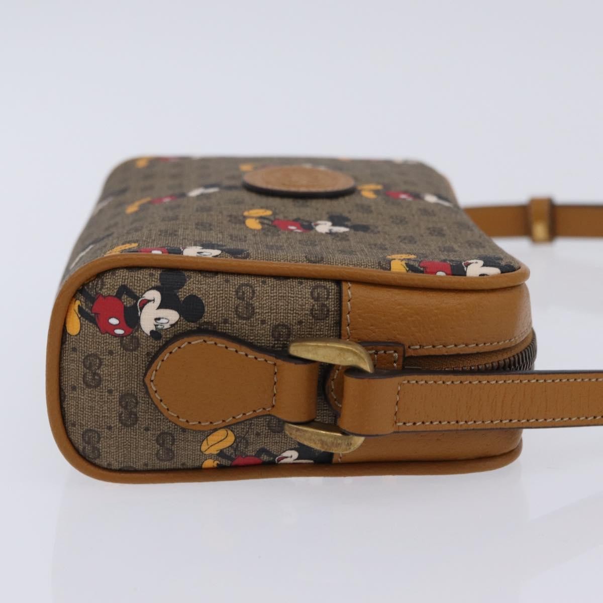 Gucci Disney Mickey Mouse Printed Mini Gg Coated Canvas Beige Canvas Shoulder Bag Bag (Pre-Owned)