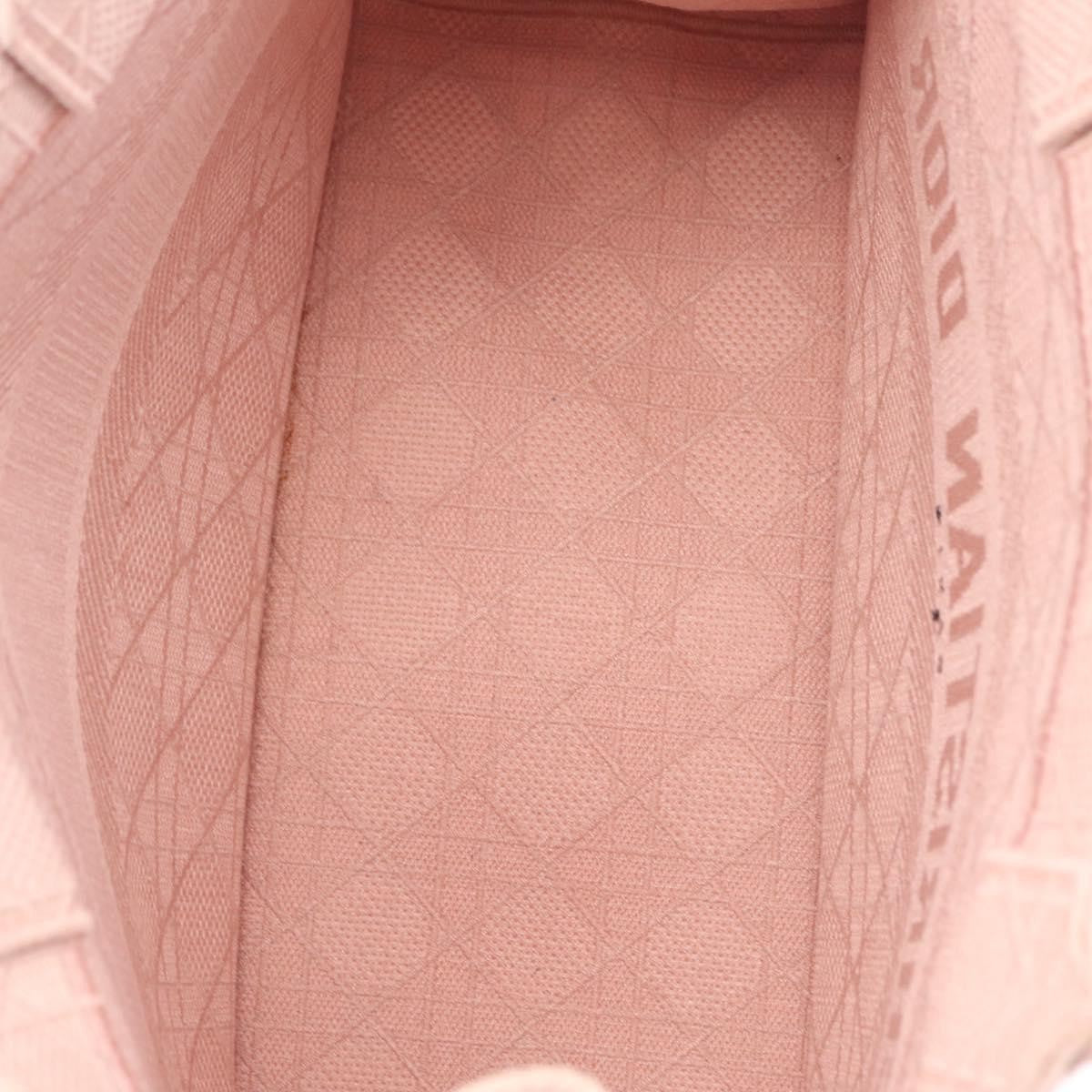 Christian Dior Book Cannage Embroidered Canvas Pink Canvas Tote Bag Bag (Pre-Owned)