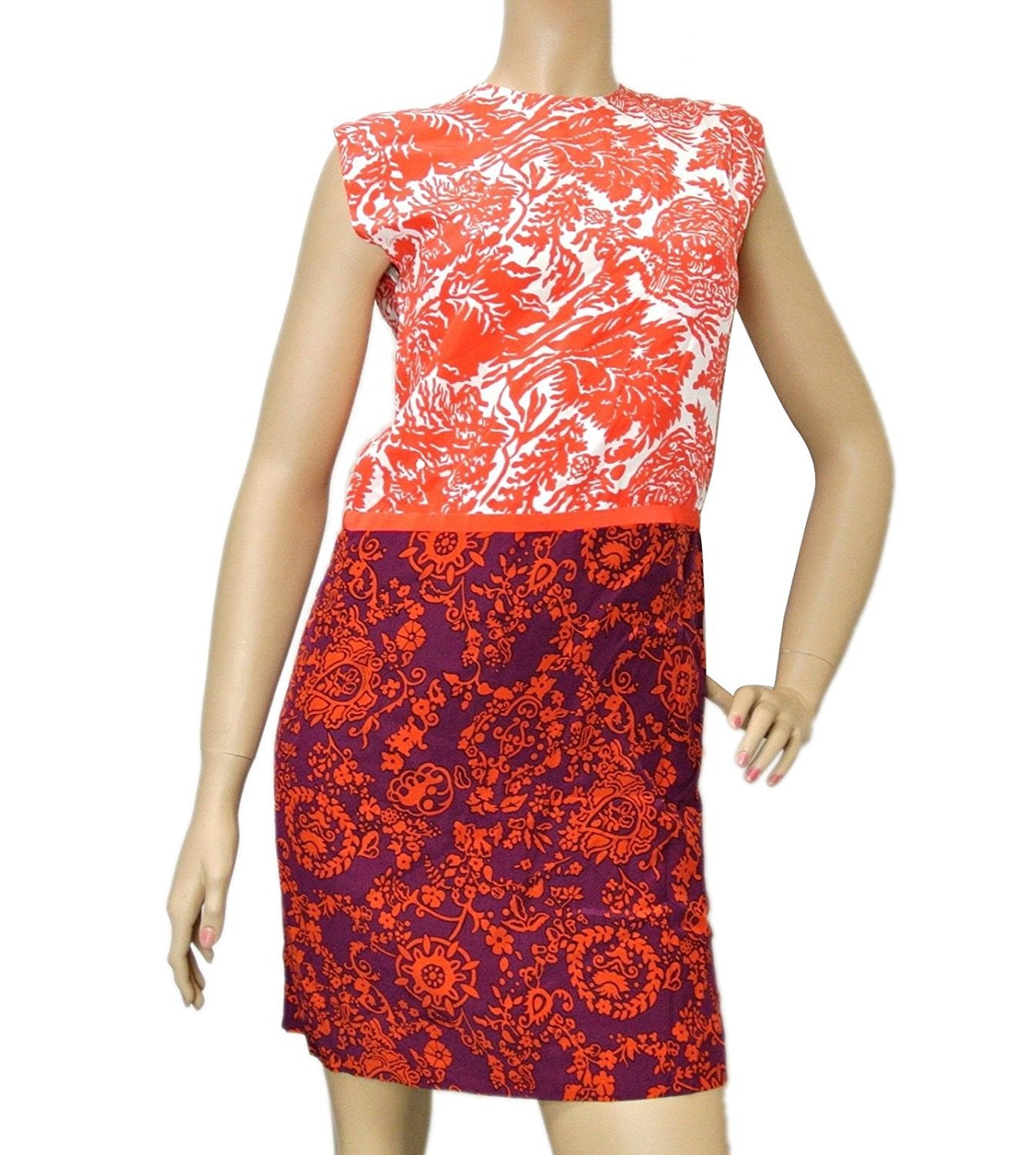 Gucci Red & Burgundy Floral Silk Sleeveless Runway Dress