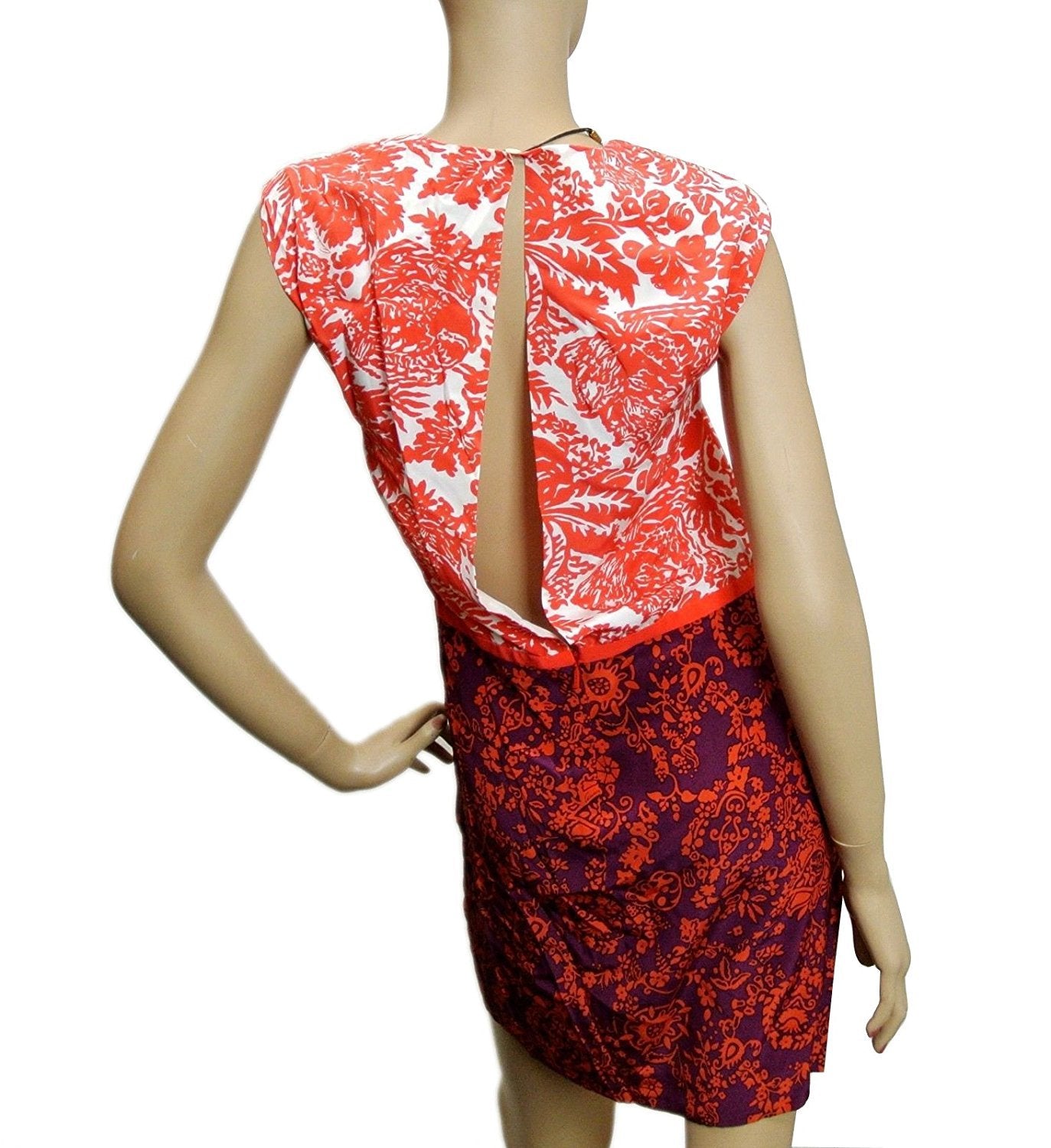Gucci Red & Burgundy Floral Silk Sleeveless Runway Dress