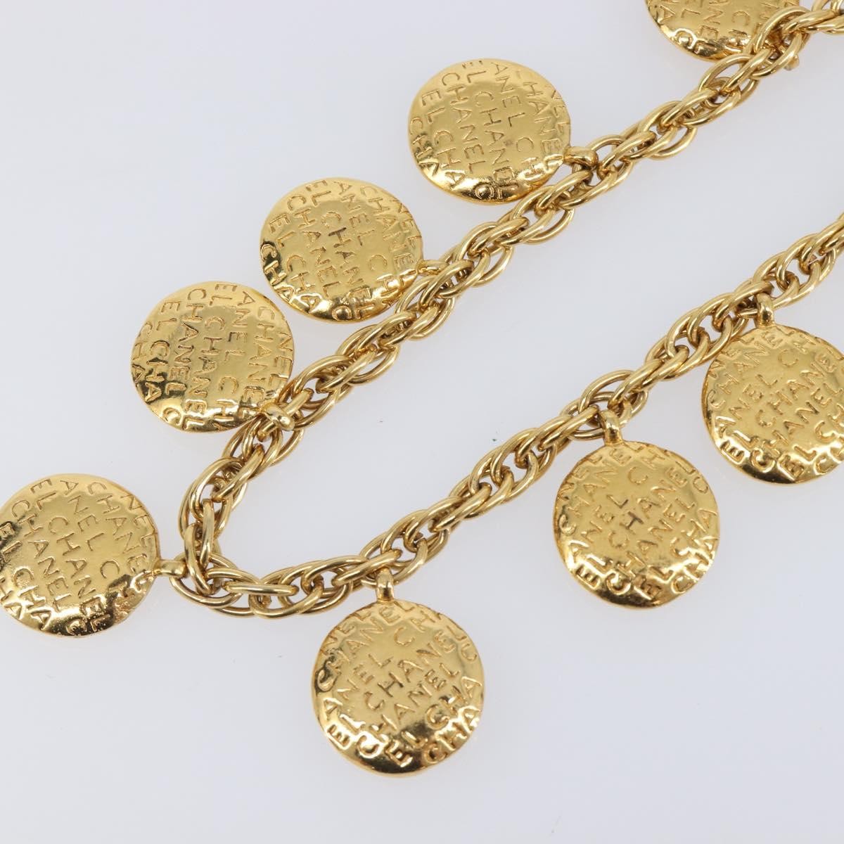 Chanel Vintage Diamond Coco Mademoiselle Long Metal Gold Metal Necklace Jewelry (Pre-Owned)