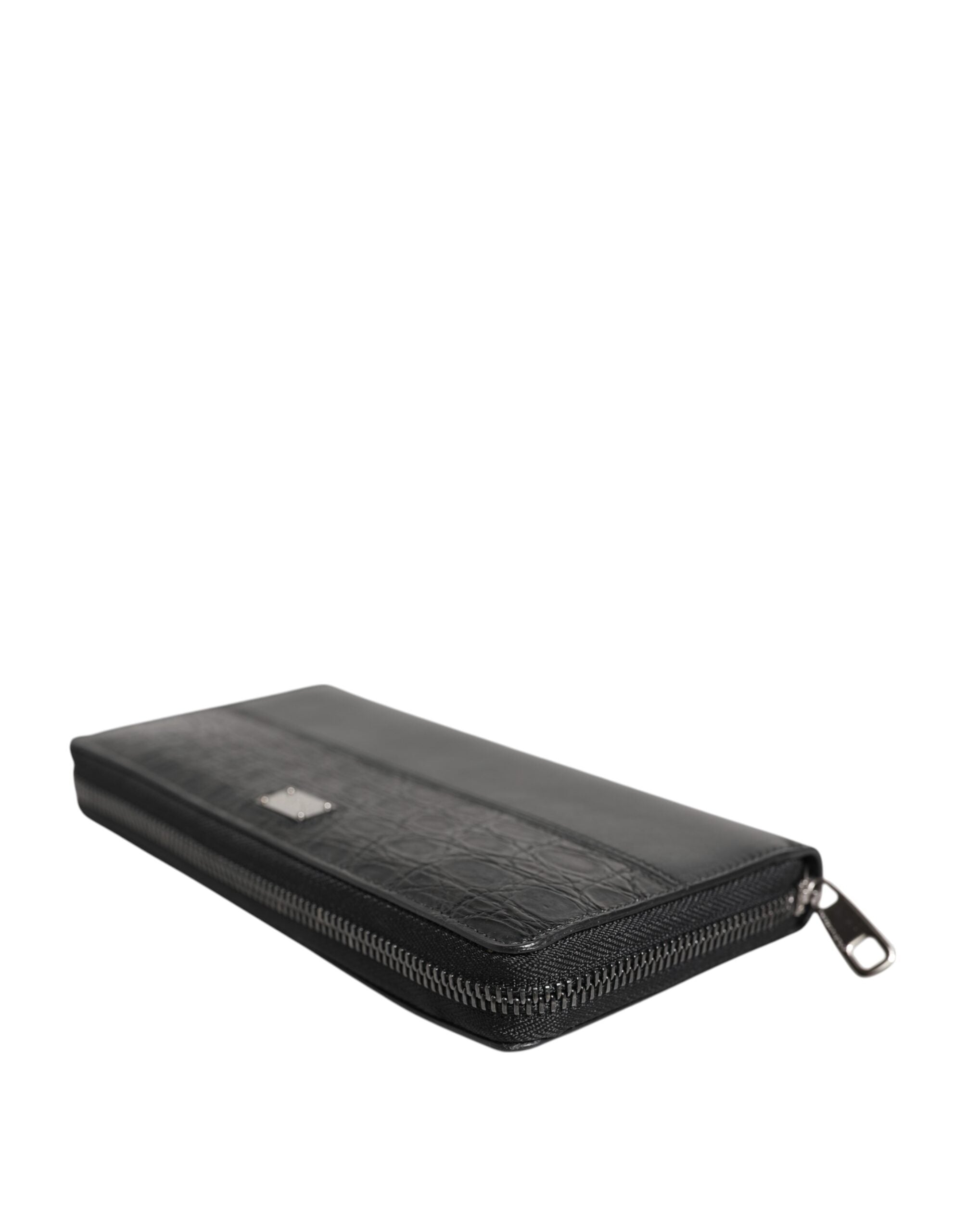Dolce & Gabbana Black Leather Logo Plaque Zip Around Continental Men's Wallet