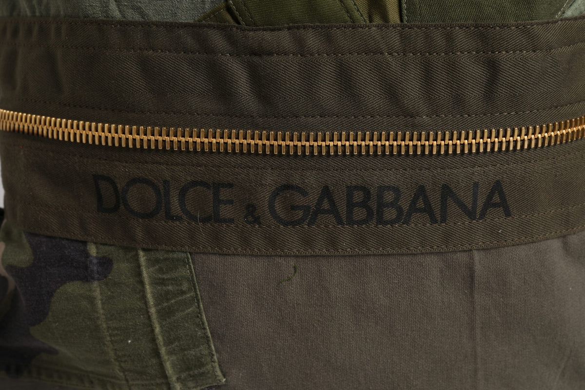 Dolce & Gabbana Military Green Patchwork Rucksack Backpack Men's Bag