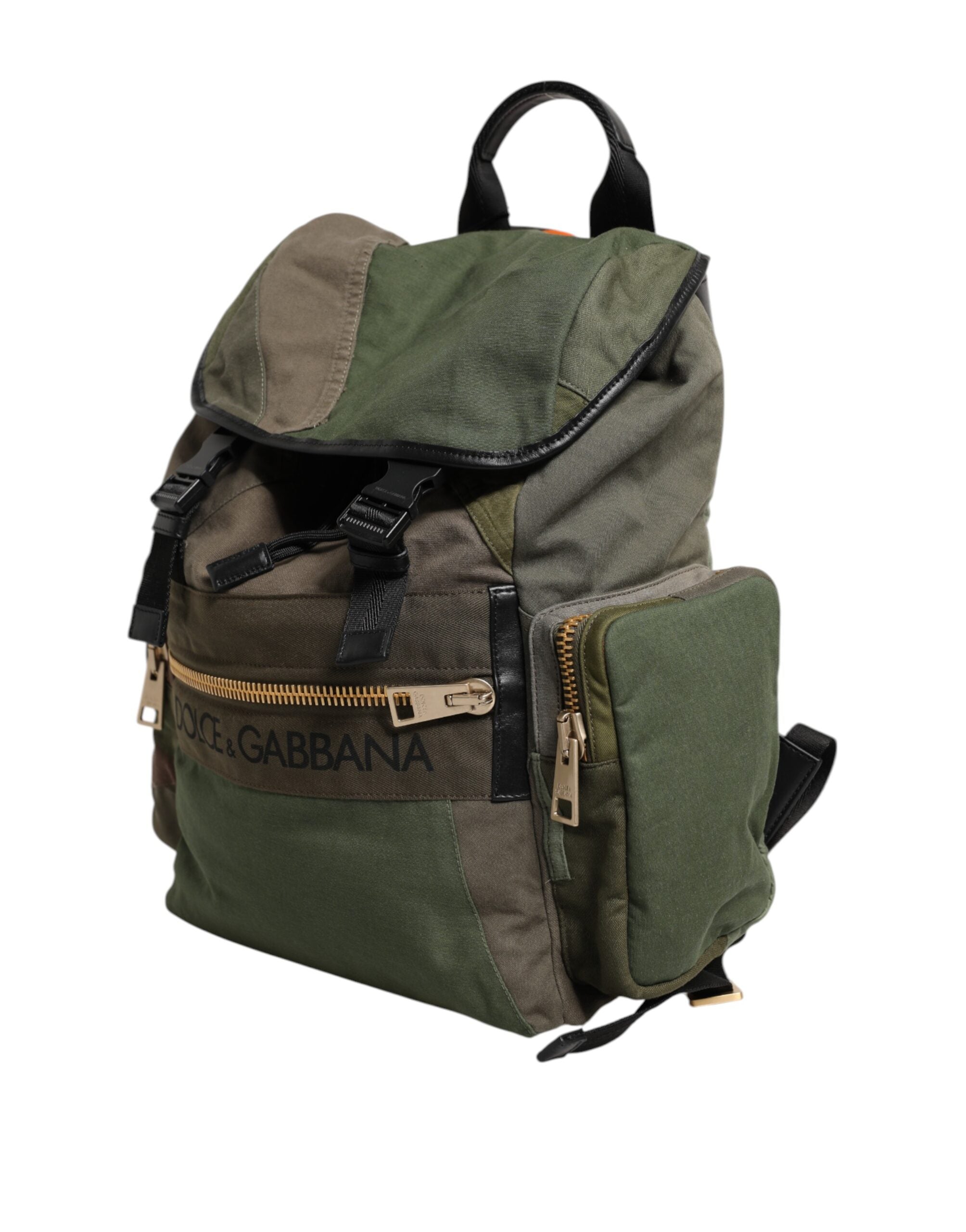 Dolce & Gabbana Military Green Patchwork Rucksack Backpack Men's Bag