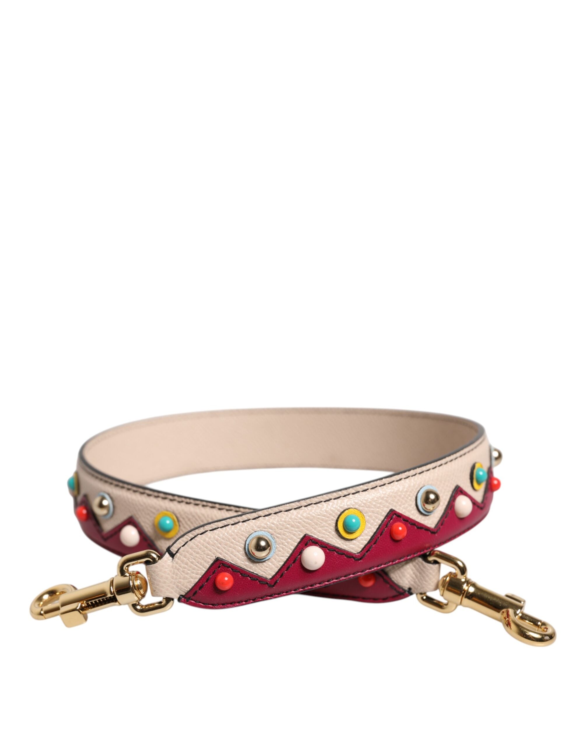 Dolce & Gabbana Beige Red Leather Handbag Accessory Shoulder Women's Strap