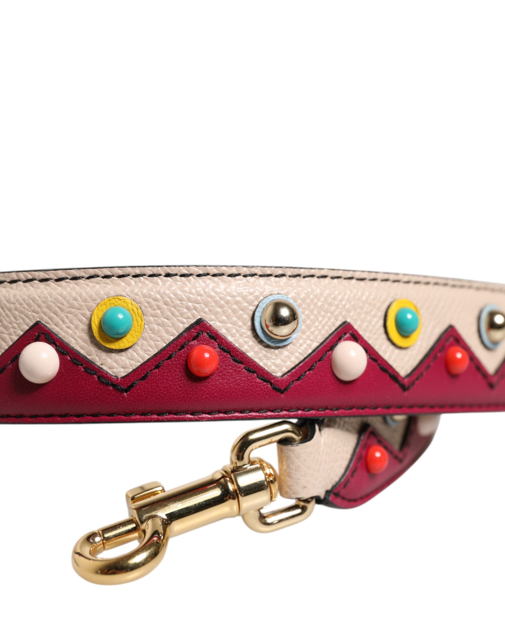 Dolce & Gabbana Beige Red Leather Handbag Accessory Shoulder Women's Strap