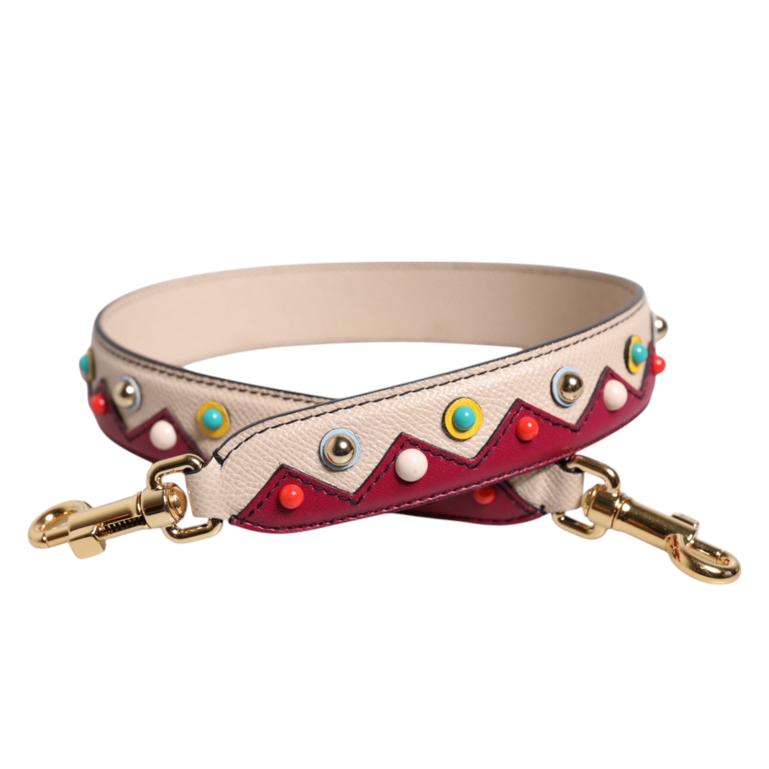 Dolce & Gabbana Beige Red Leather Handbag Accessory Shoulder Women's Strap