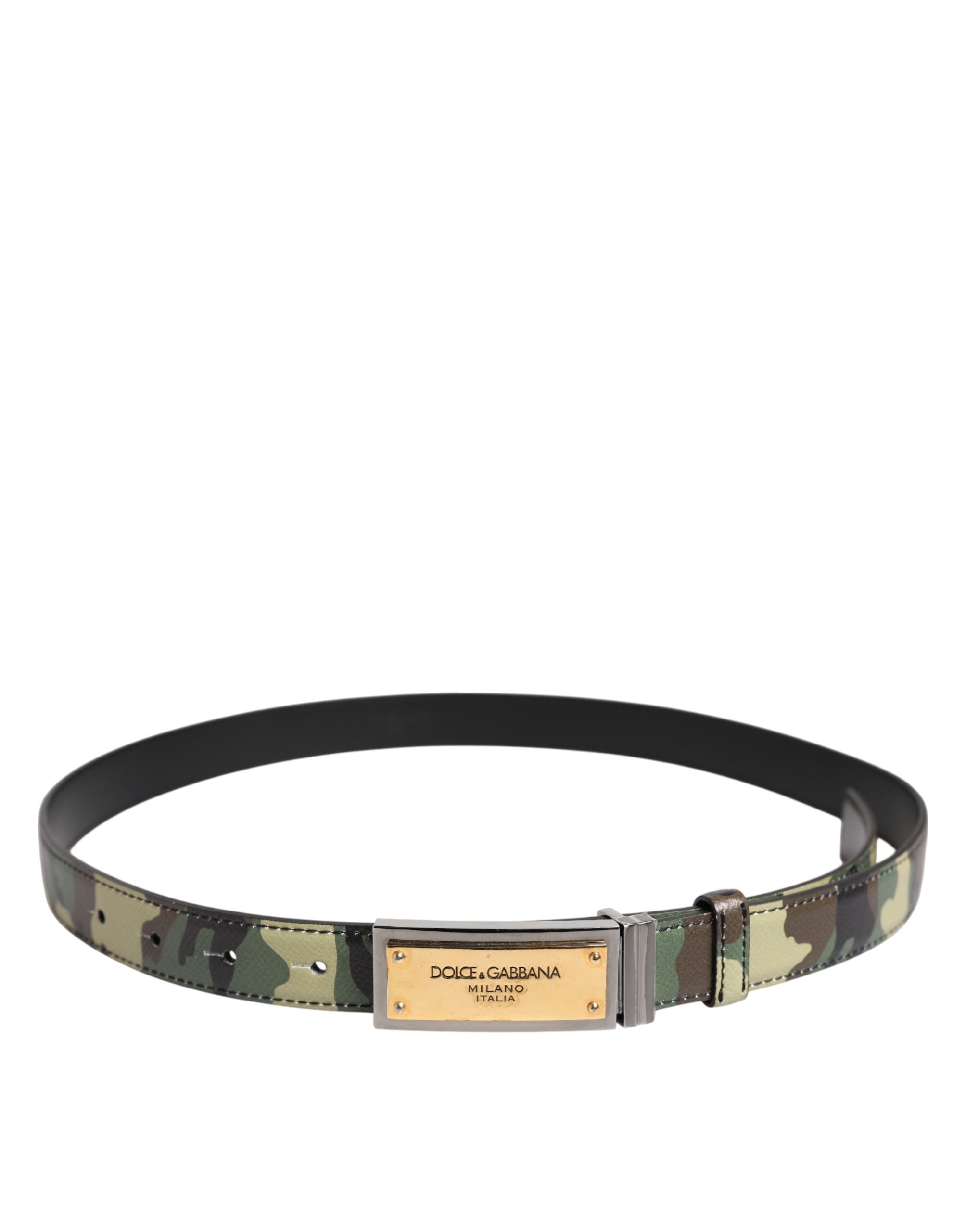 Dolce & Gabbana Multicolor Camouflage Metal Logo Buckle Men's Belt (Pre-Owned)