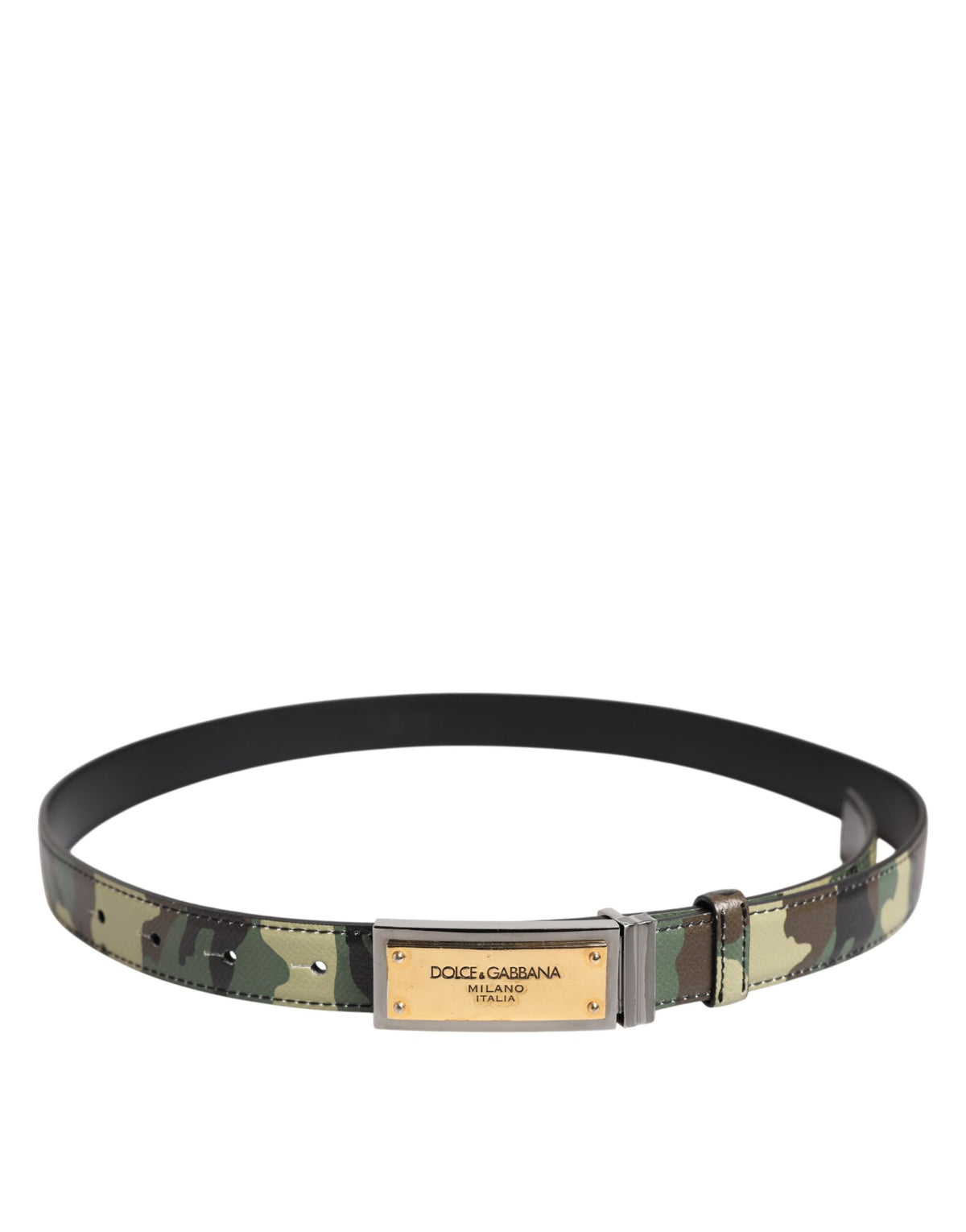 Dolce & Gabbana Multicolor Camouflage Metal Logo Buckle Men's Belt (Pre-Owned)