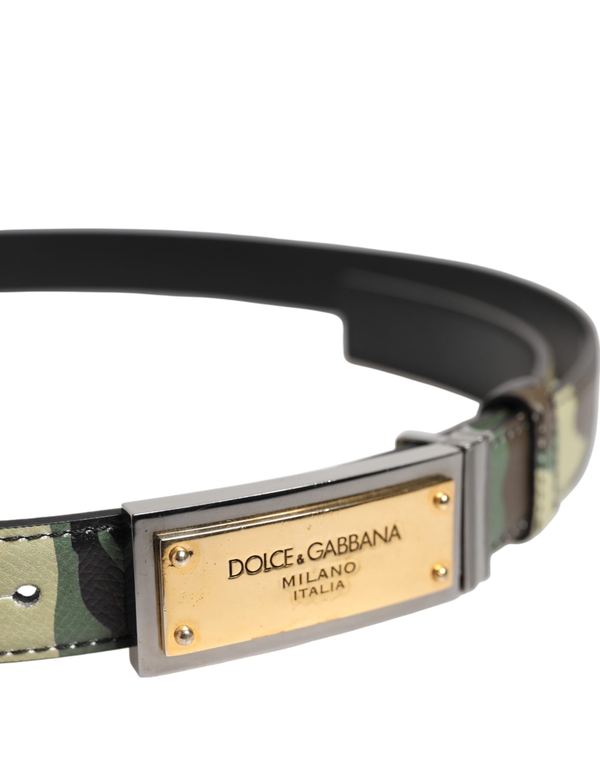 Dolce & Gabbana Multicolor Camouflage Metal Logo Buckle Men's Belt (Pre-Owned)