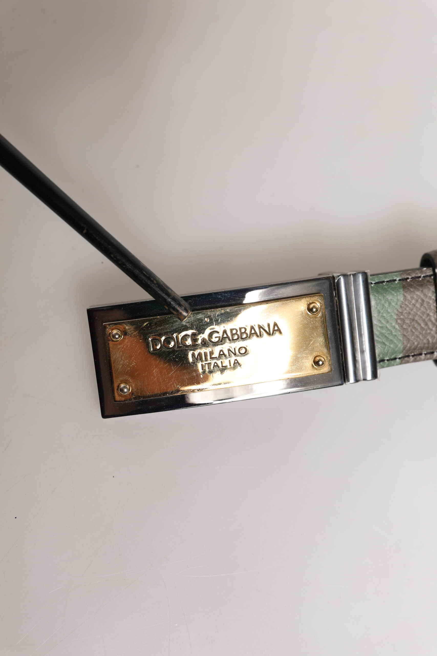 Dolce & Gabbana Multicolor Camouflage Metal Logo Buckle Men's Belt (Pre-Owned)