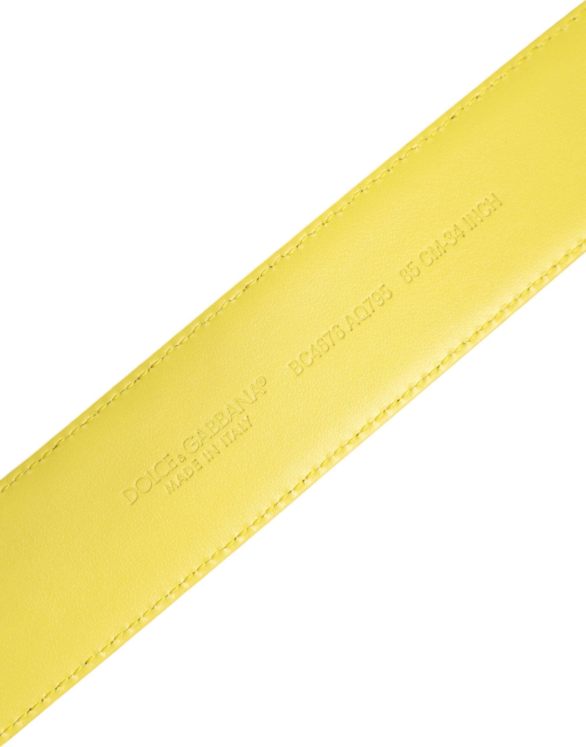 Dolce & Gabbana Yellow Green Classic Metal Logo Buckle Men's Belt