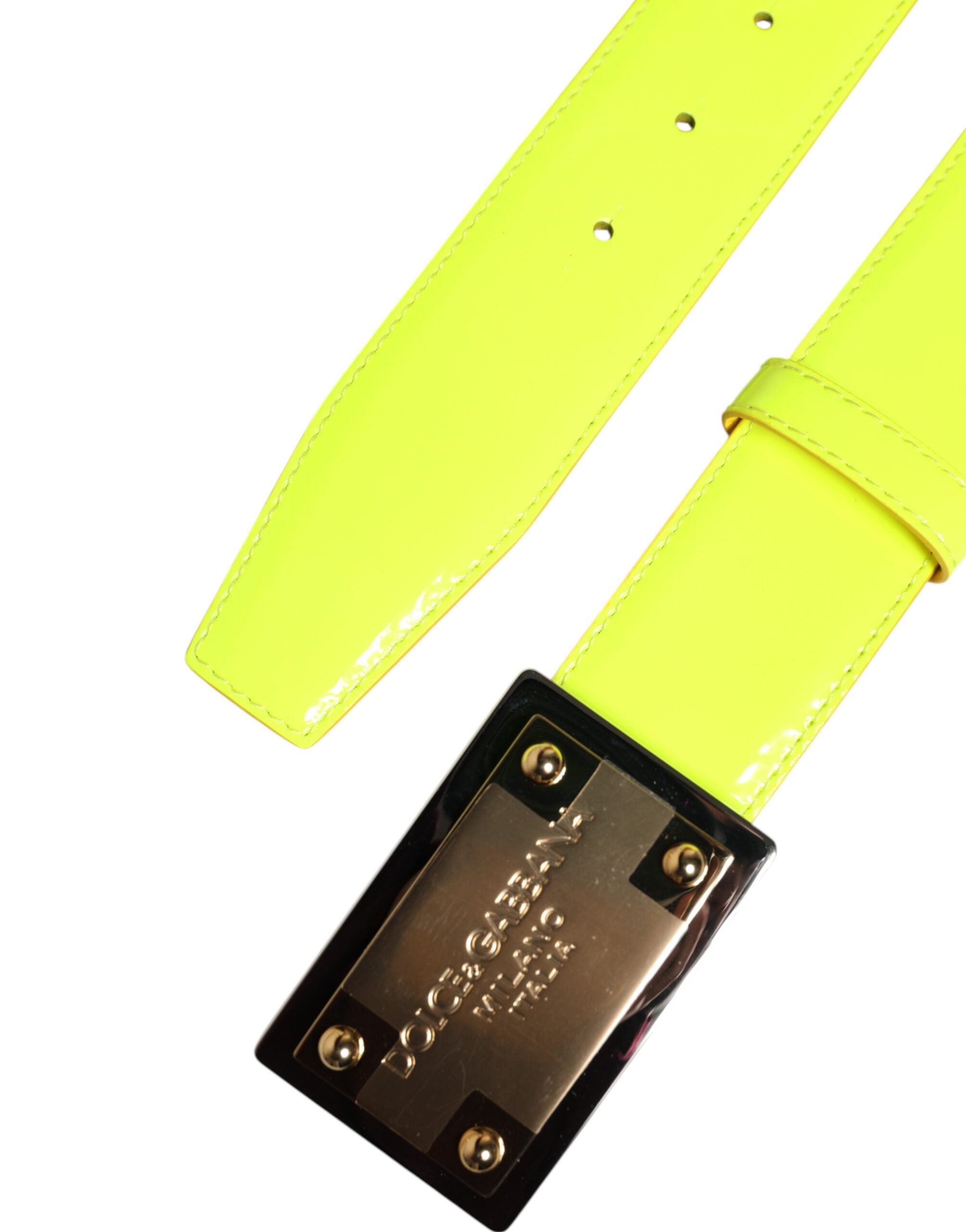 Dolce & Gabbana Yellow Green Classic Metal Logo Buckle Men's Belt