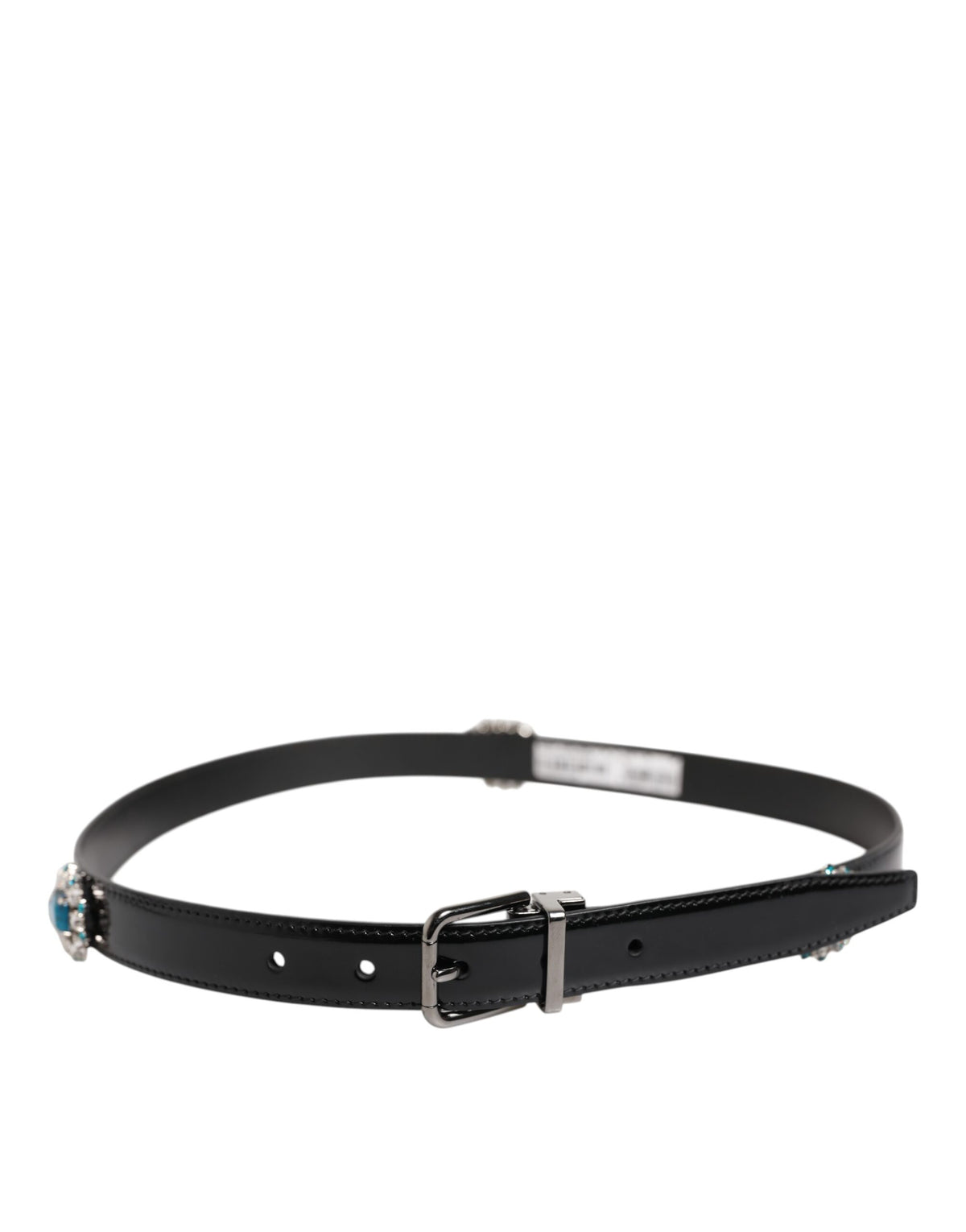 Dolce & Gabbana Black Embellished Metal Logo Buckle Men's Belt