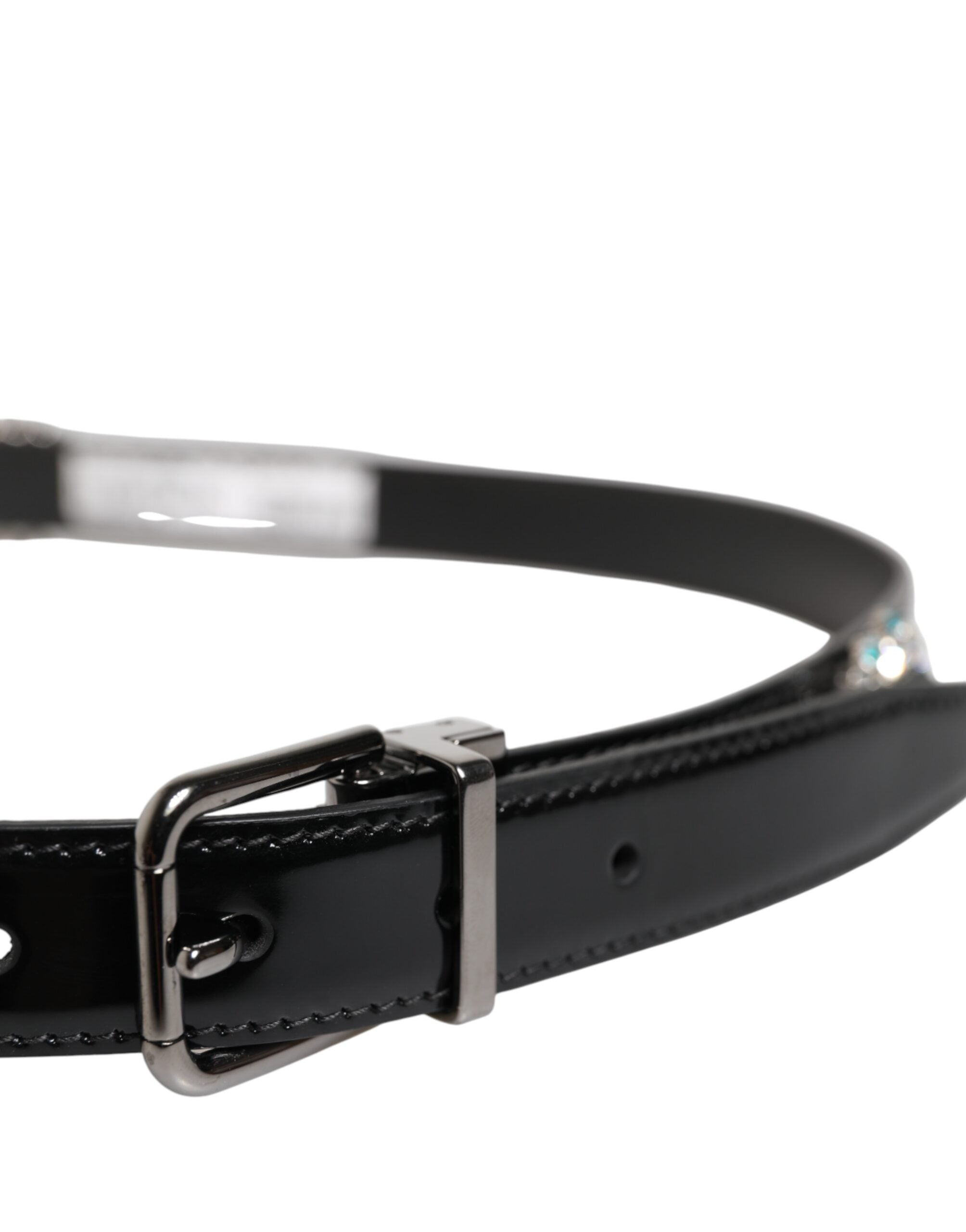 Dolce & Gabbana Black Embellished Metal Logo Buckle Men's Belt