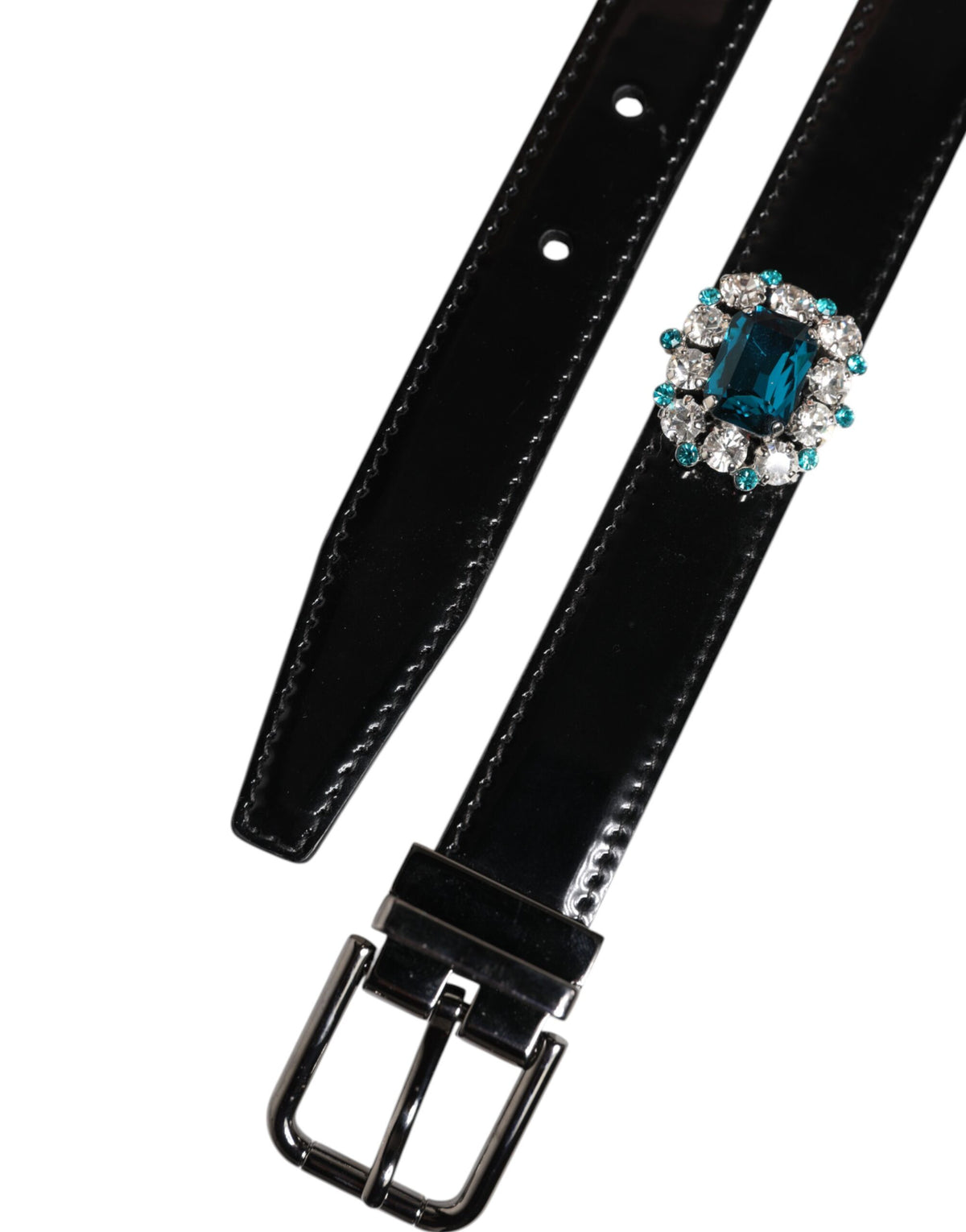 Dolce & Gabbana Black Embellished Metal Logo Buckle Men's Belt