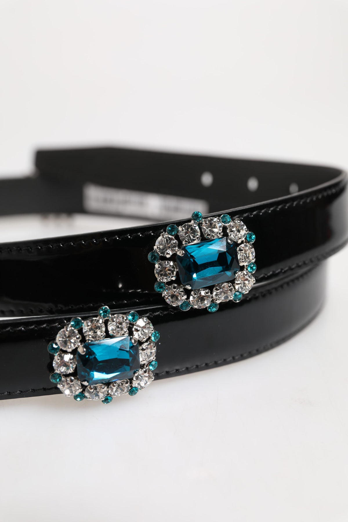 Dolce & Gabbana Black Embellished Metal Logo Buckle Men's Belt