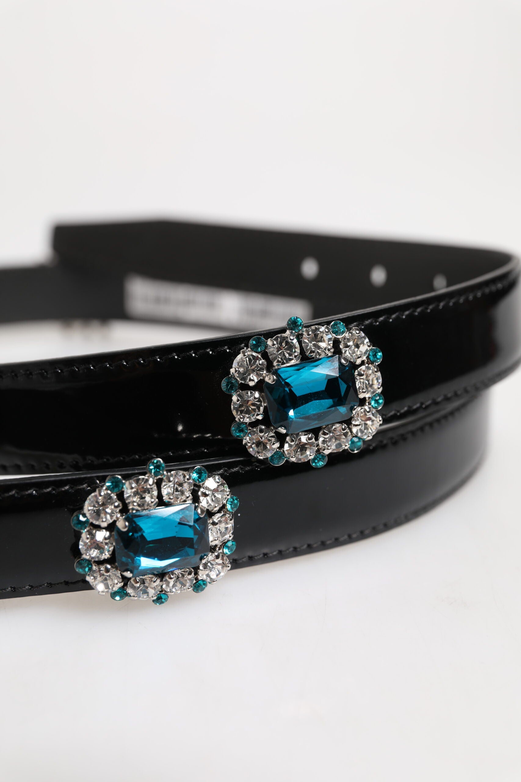 Dolce & Gabbana Black Embellished Metal Logo Buckle Men's Belt