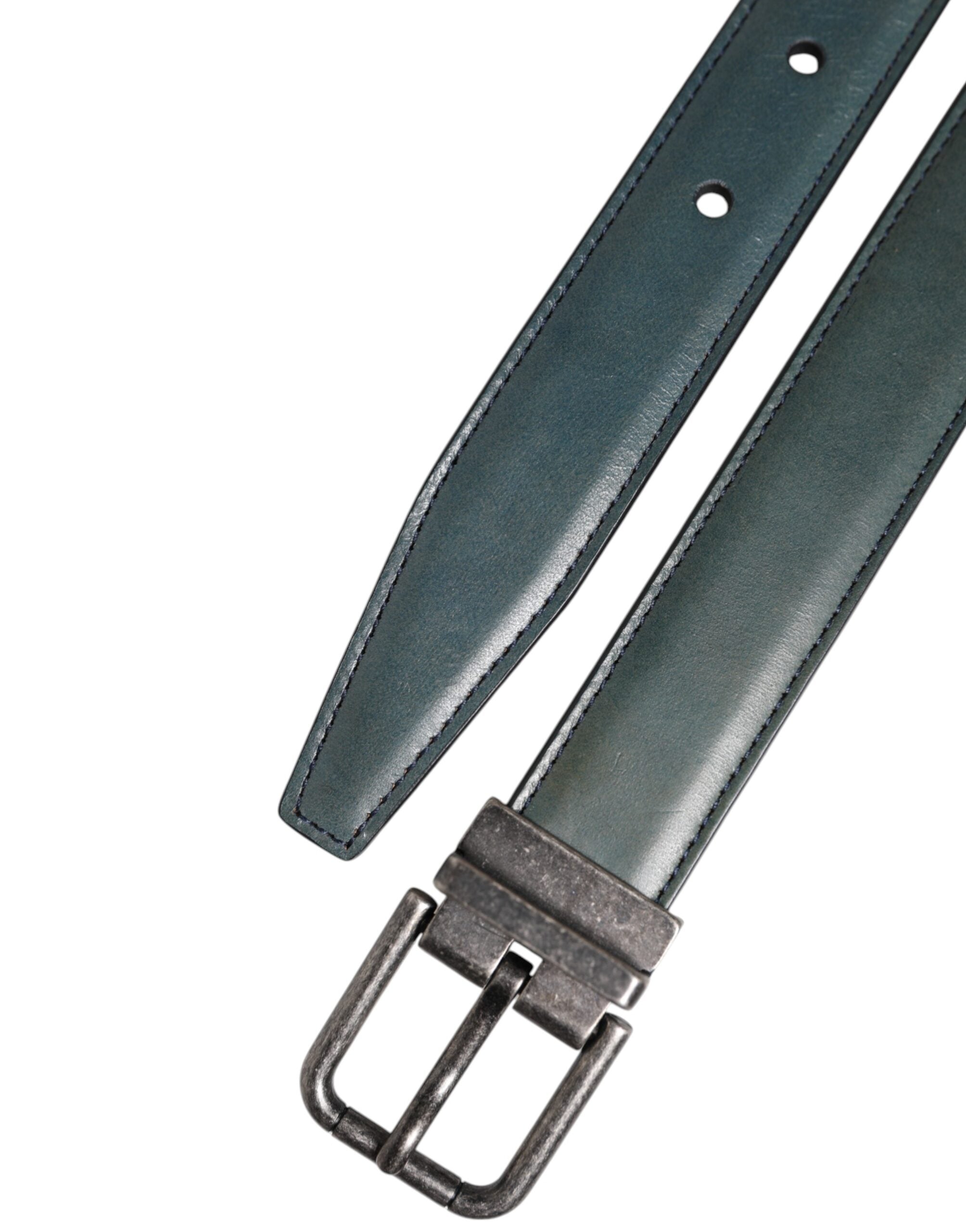 Dolce & Gabbana Green Classic Leather Metal Logo Buckle Men's Belt (Pre-Owned)