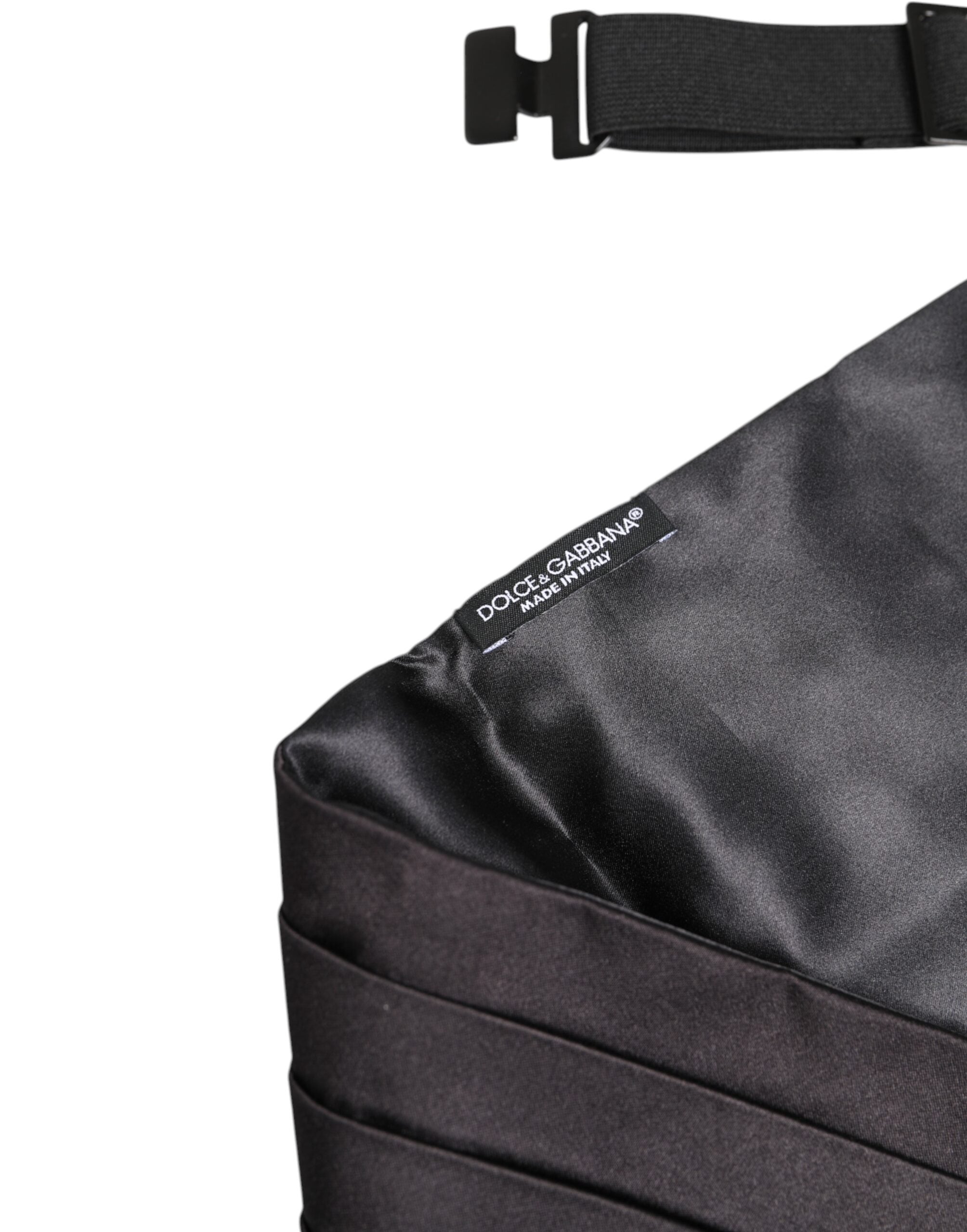 Dolce & Gabbana Black Men 100% Silk Belt Wide Waist Men's Cummerbund